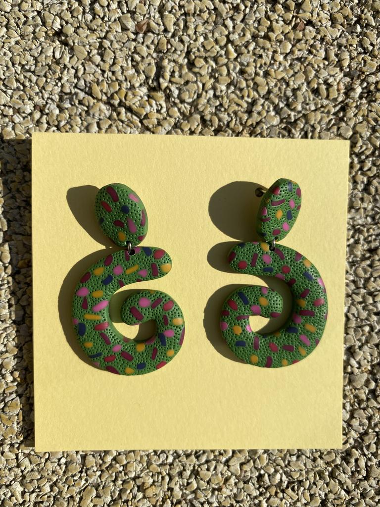 Серьги Ракушки бисерные зеленые