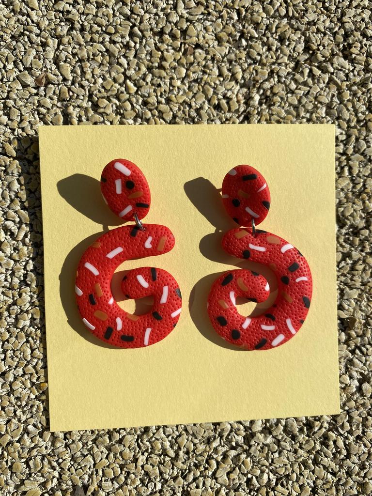 Серьги Ракушки бисерные красные