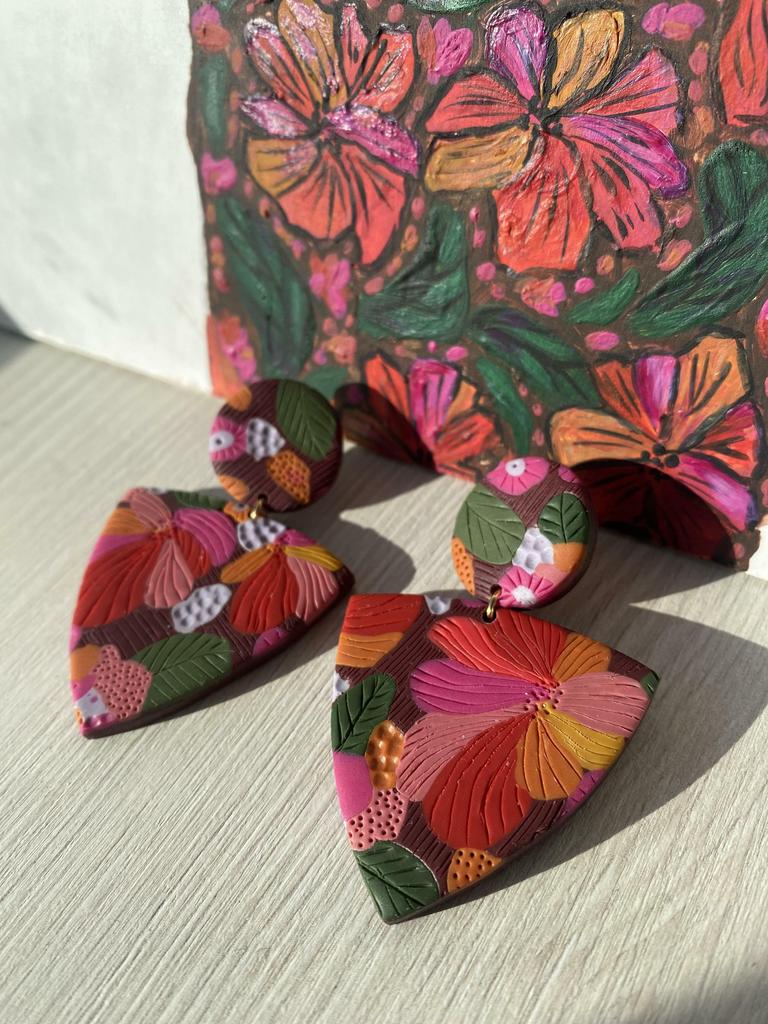 Серьги «Теплое зарево» треугольнички L