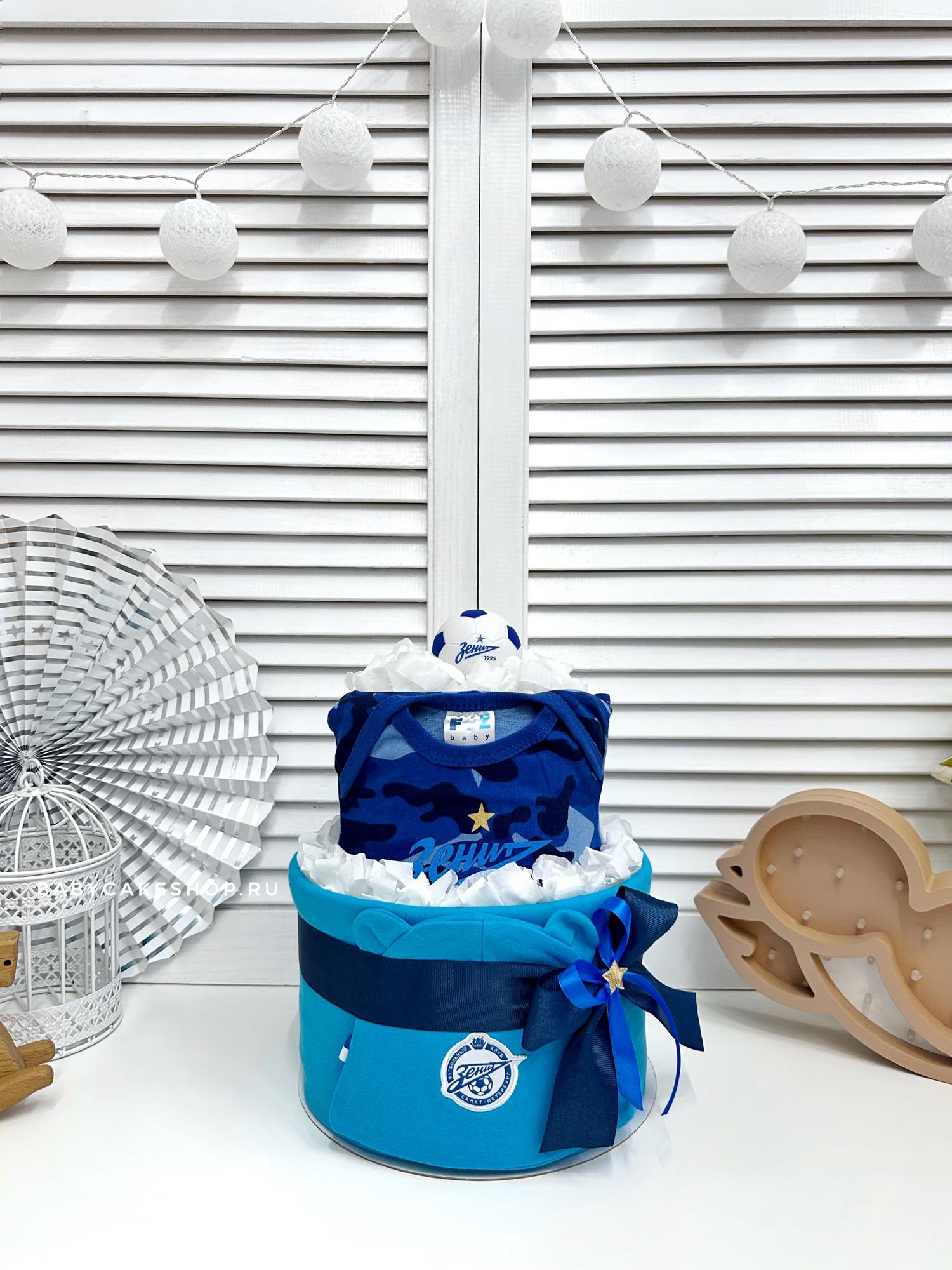 Торт из памперсов подгузников для мальчика «Зенит»