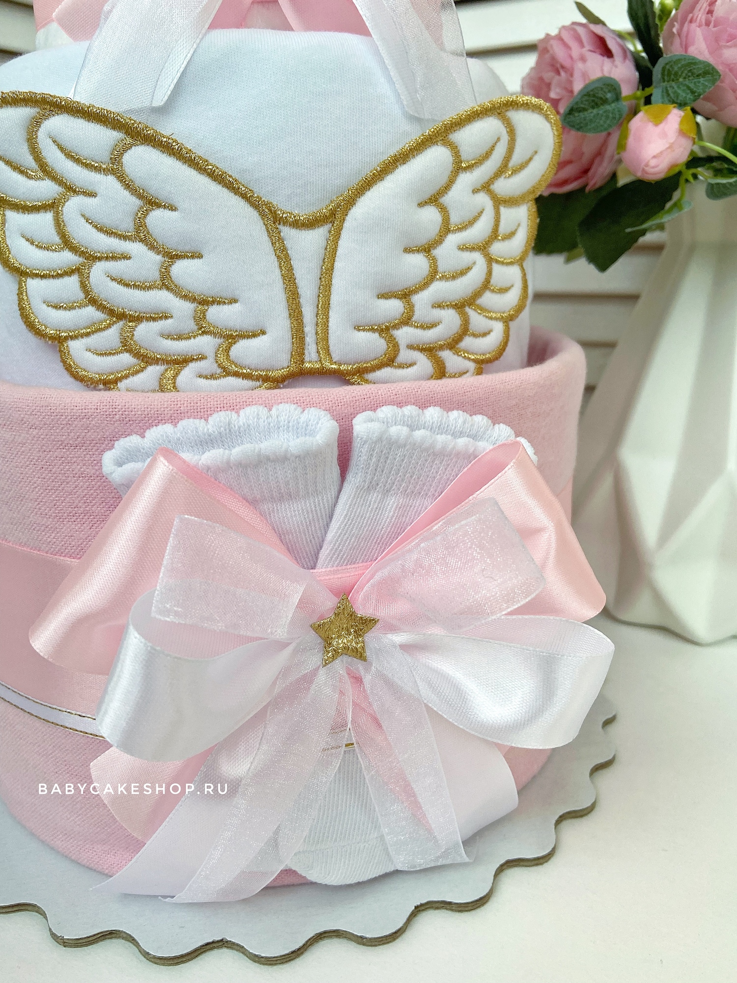 Торт из памперсов подгузников для девочек «Ангел»