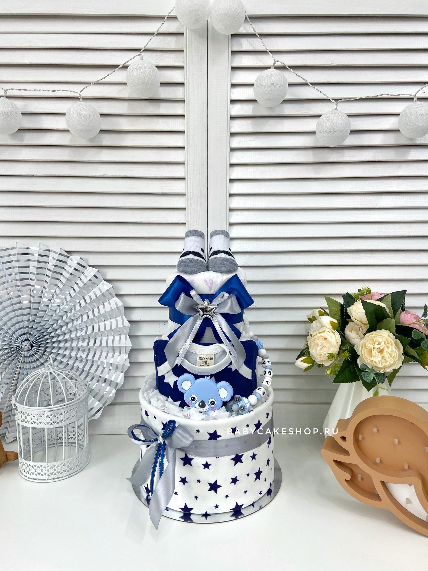 Торт из подгузников памперсов для мальчика «Звезда»