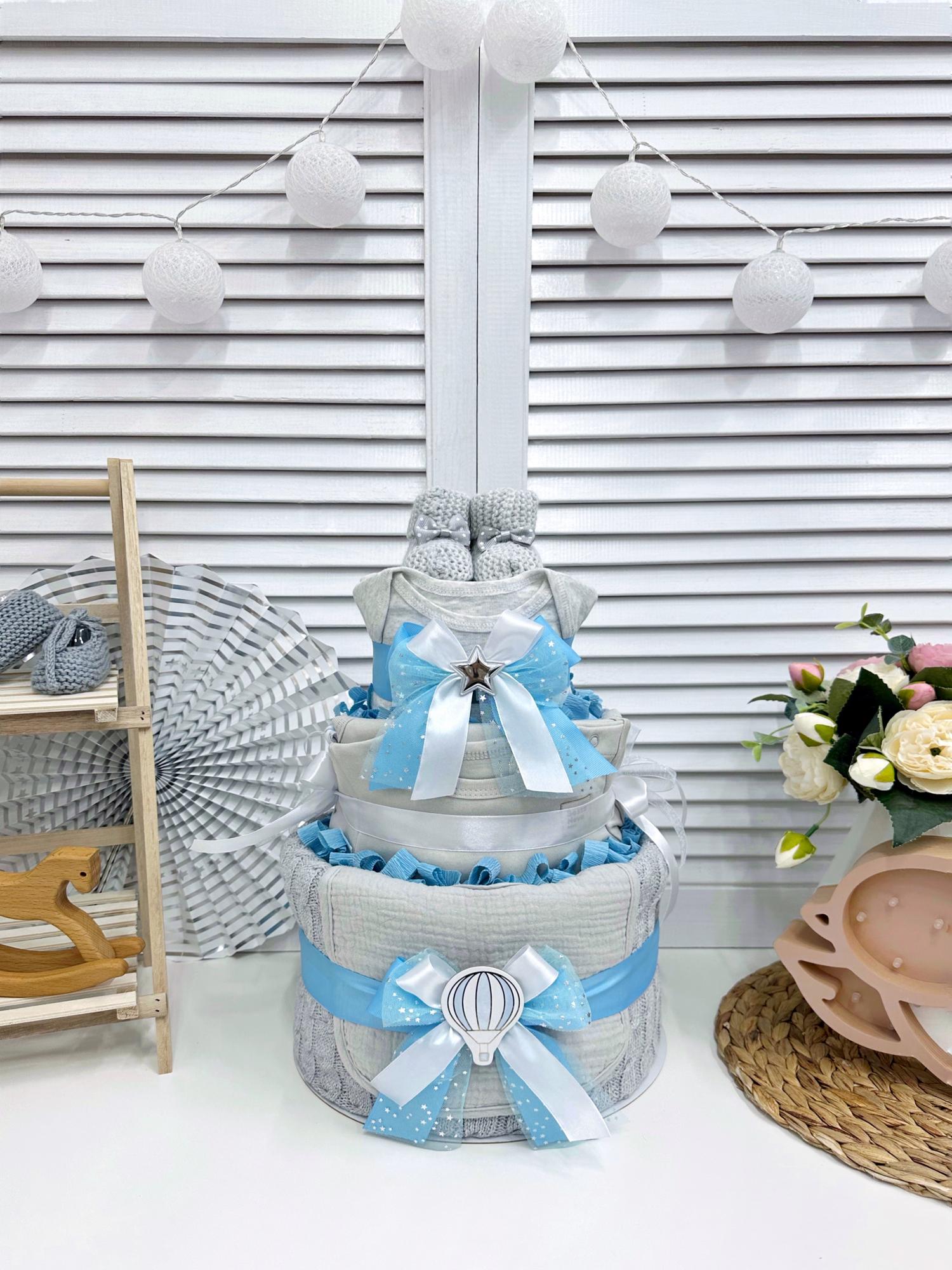 Торт из подгузников памперсов для мальчика «Звёзды»