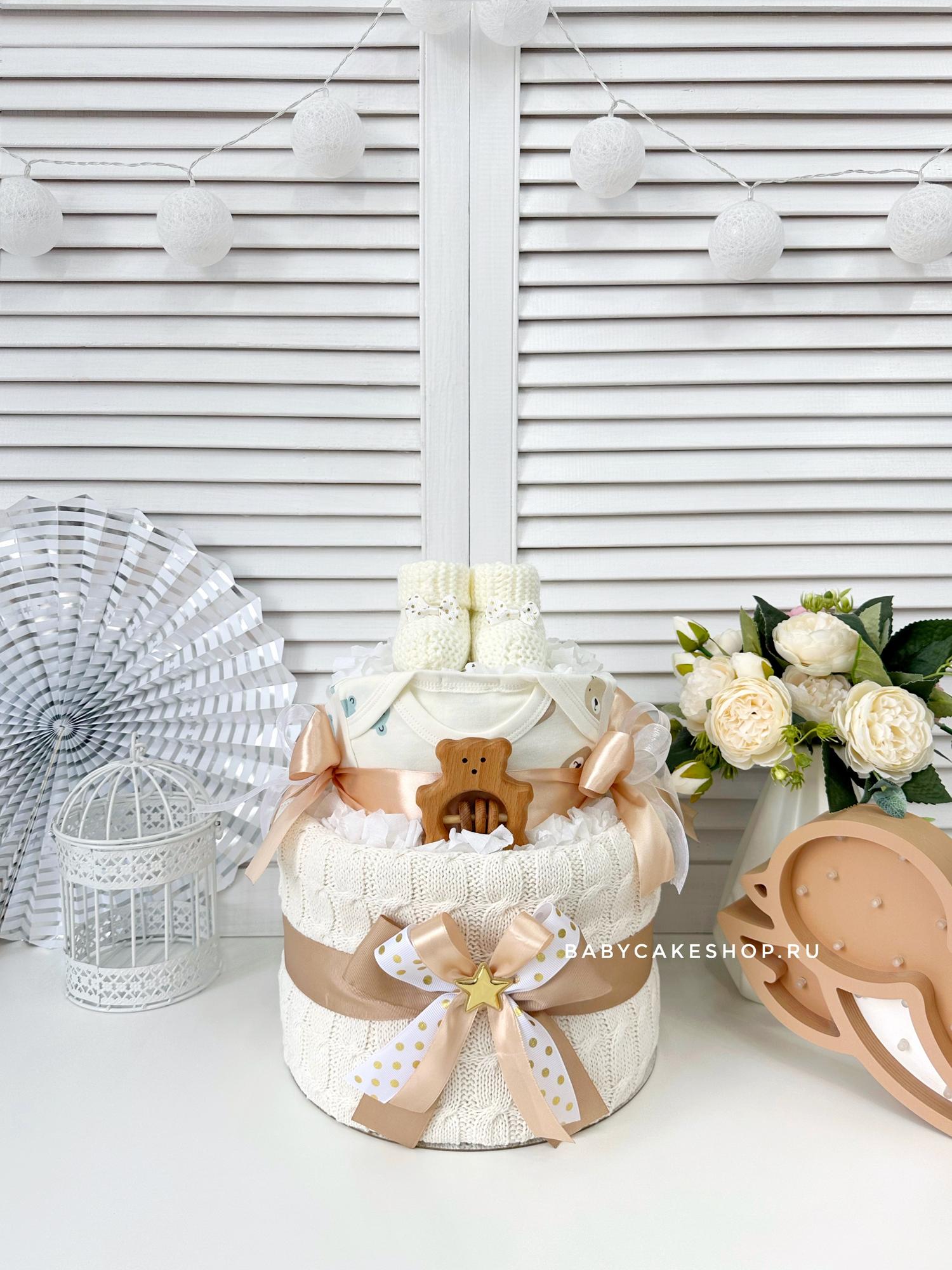 Торт из памперсов подгузников для ребёнка «Мишка»