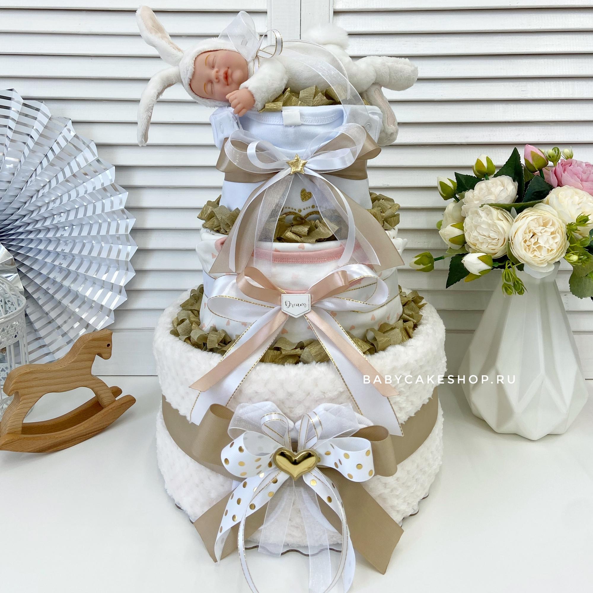 Торт из памперсов подгузников для новорожденного универсальный