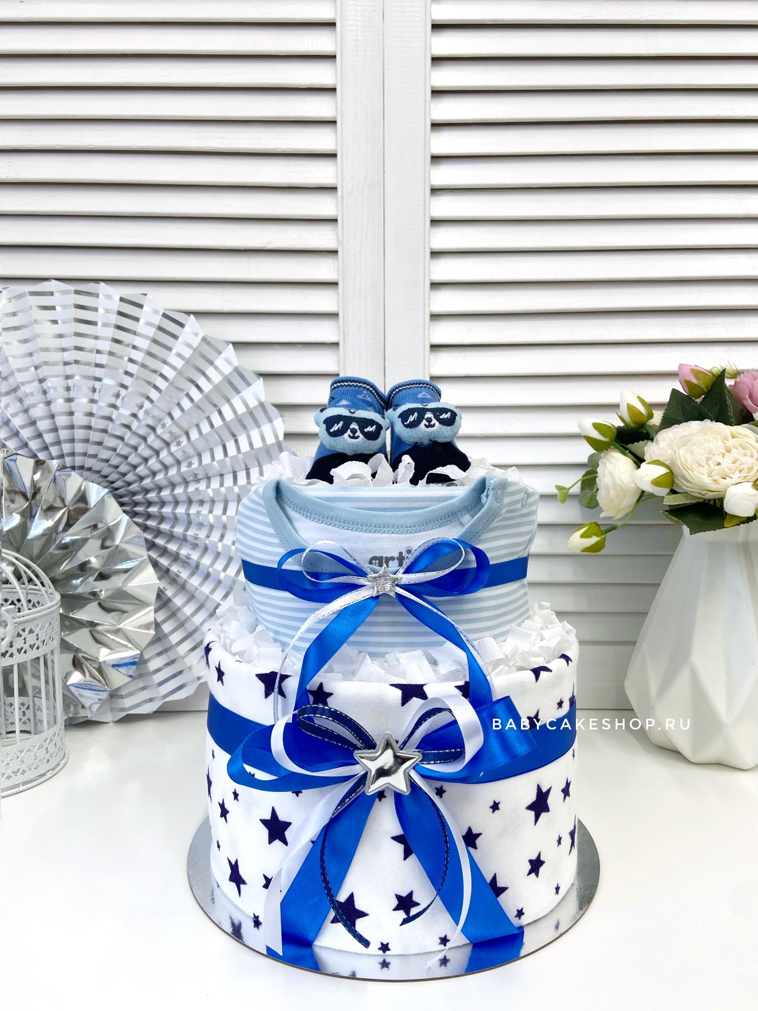 Торт из памперсов подгузников для мальчика «Звезда»