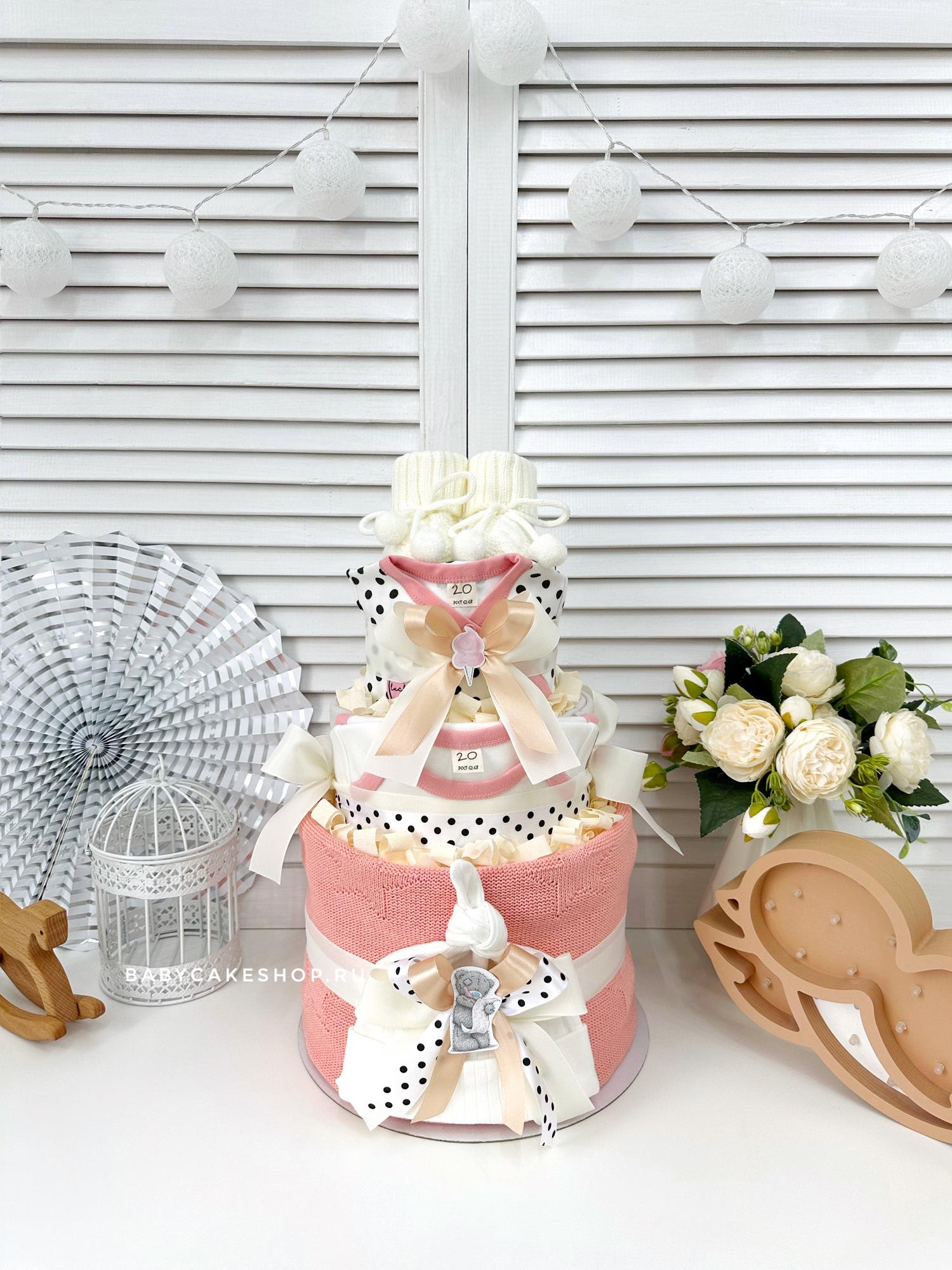 Торт из подгузников  памперсов для девочки «Горох»