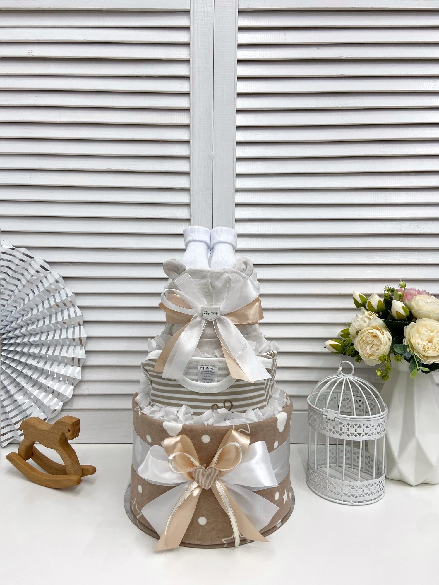 Торт из памперсов подгузников для ребёнка «Жирафик»