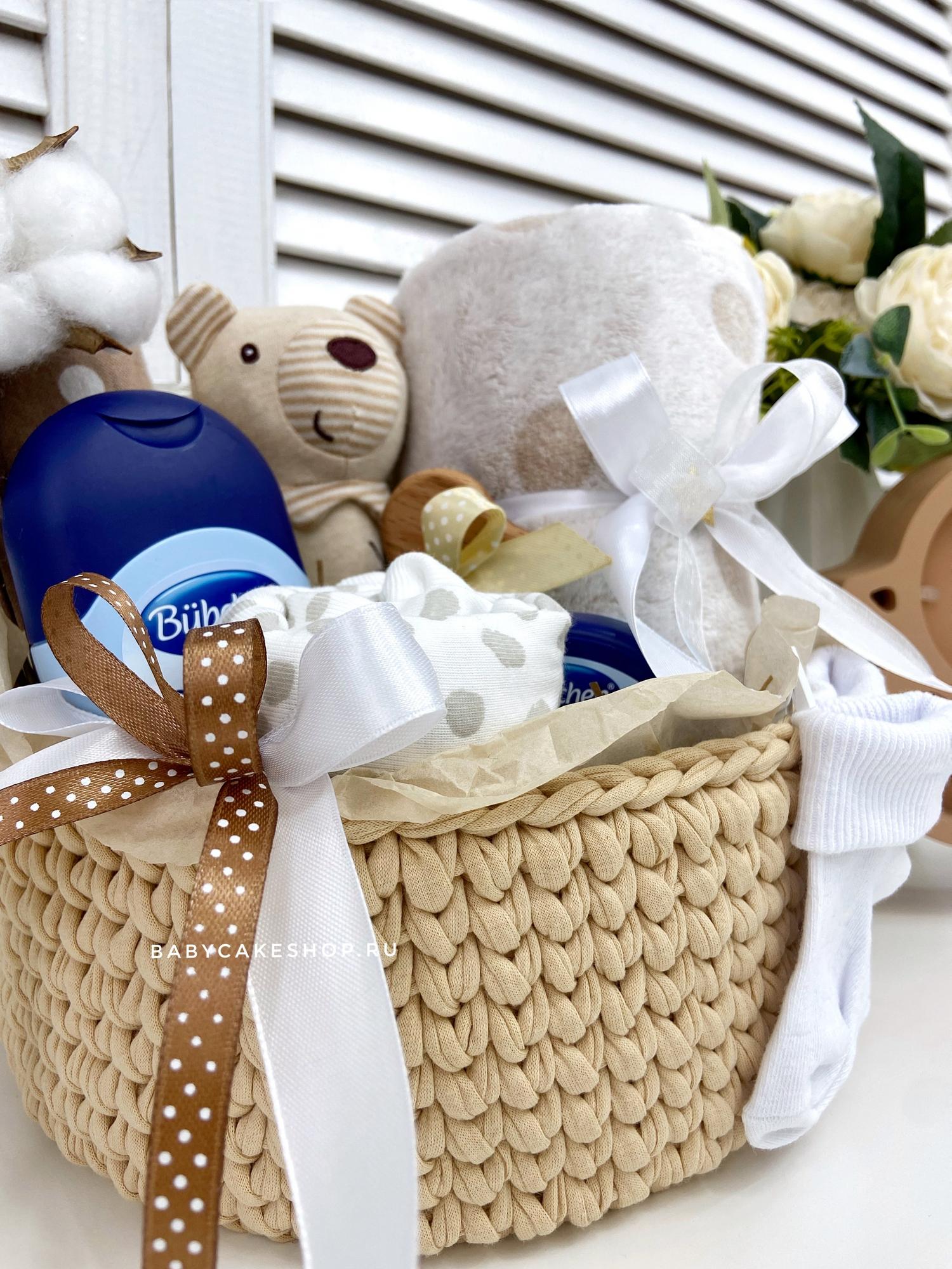 Подарочная корзина набор с корзиной ручной работы для ребёнка «Рустик»