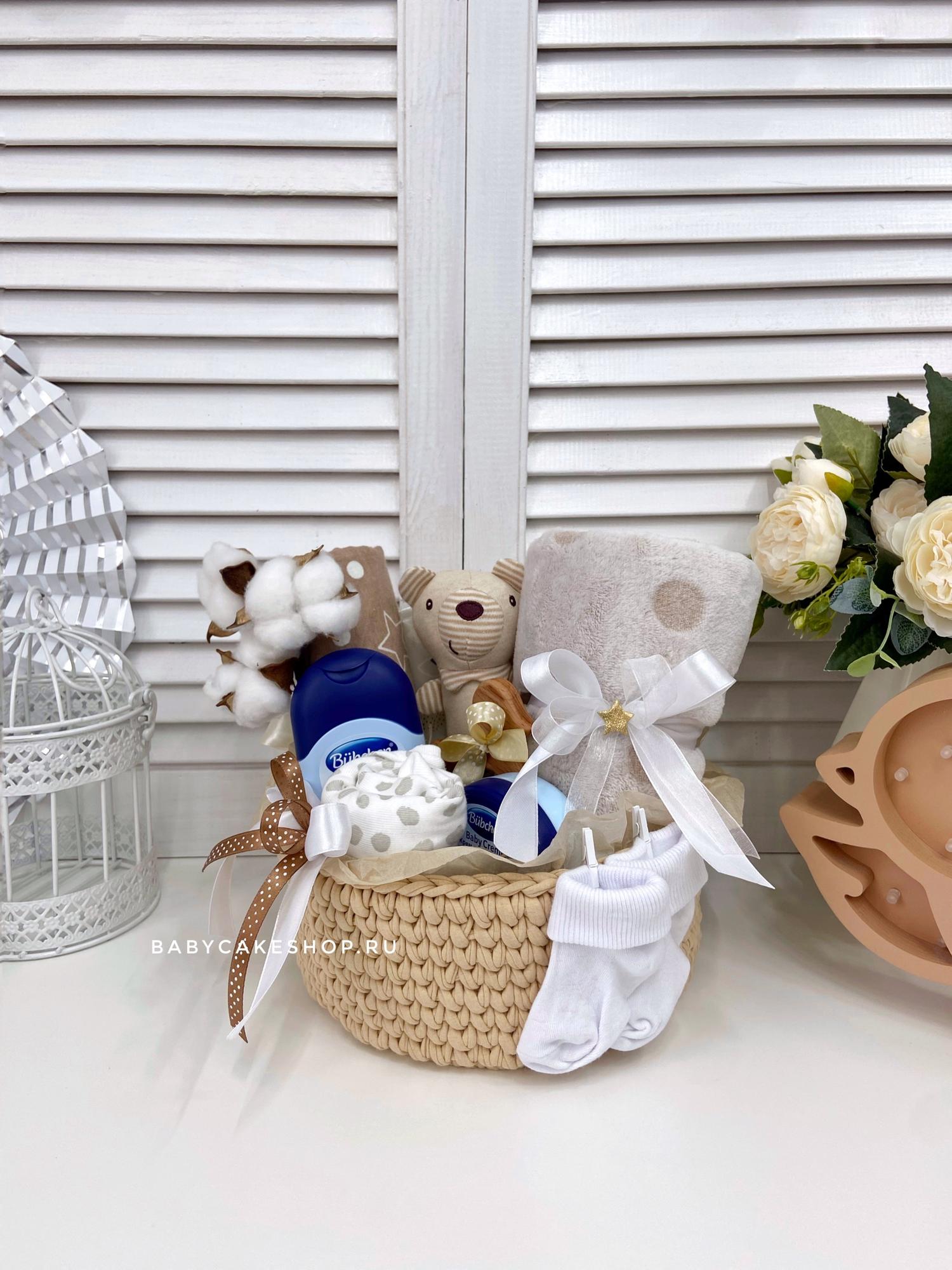 Подарочная корзина набор с корзиной ручной работы для ребёнка «Рустик»