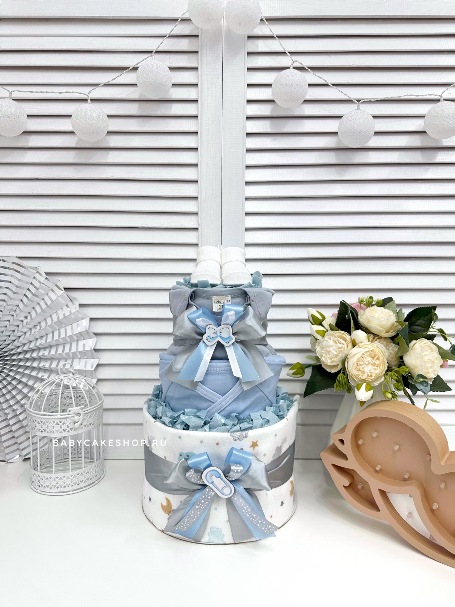 Торт из памперсов подгузников для мальчика «Булавка»