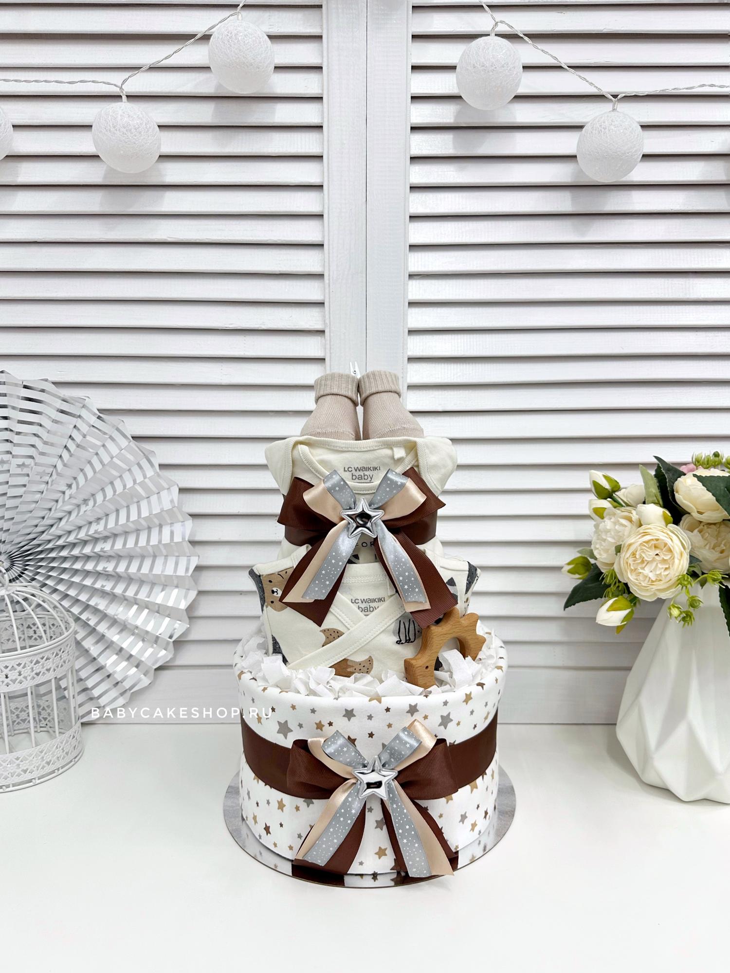 Торт из памперсов подгузников для ребёнка универсальный «Лесной»