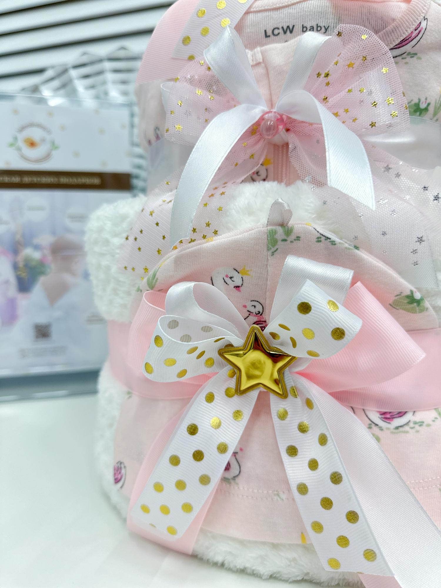 Торт из памперсов подгузников для девочки с пледом «Моя принцесса»