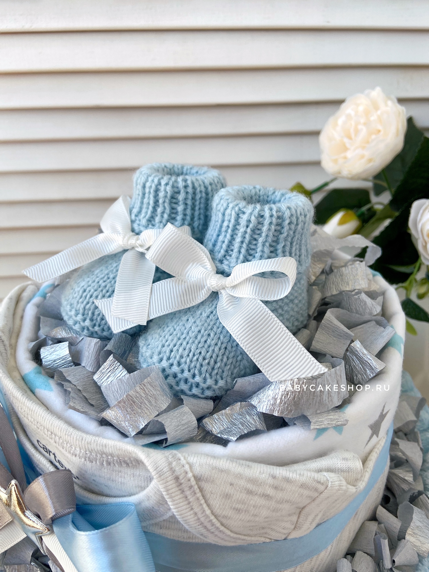 Торт из памперсов подгузников для мальчика новорожденного «Звезда»