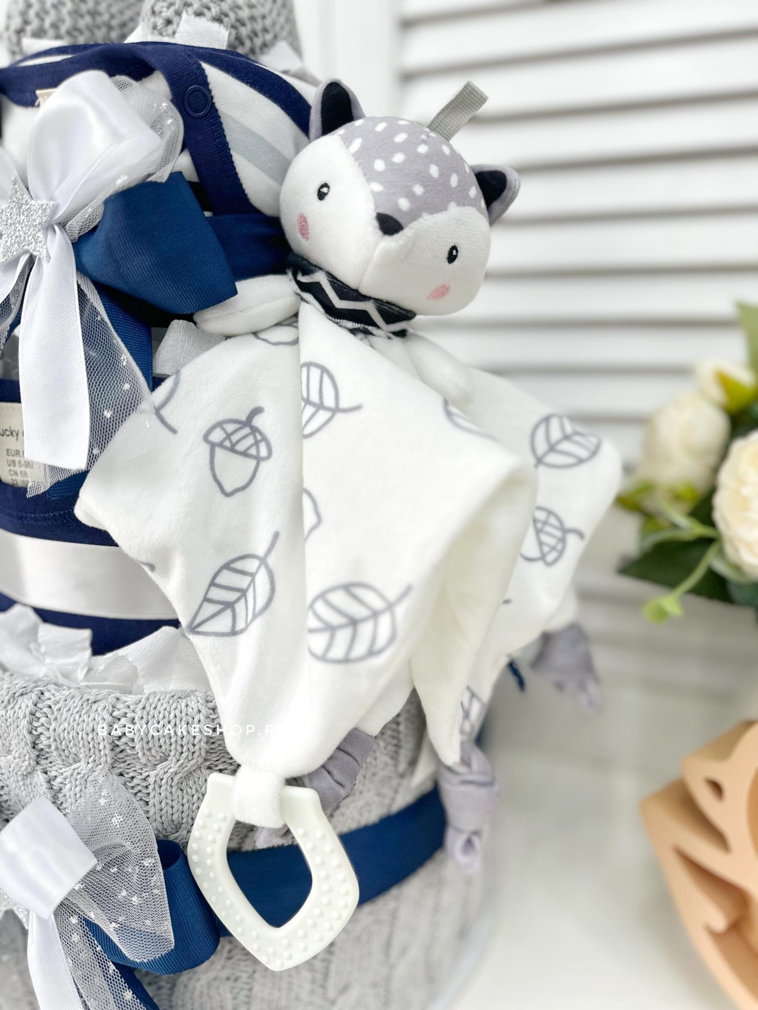 Торт из памперсов подгузников для мальчика «Синий»