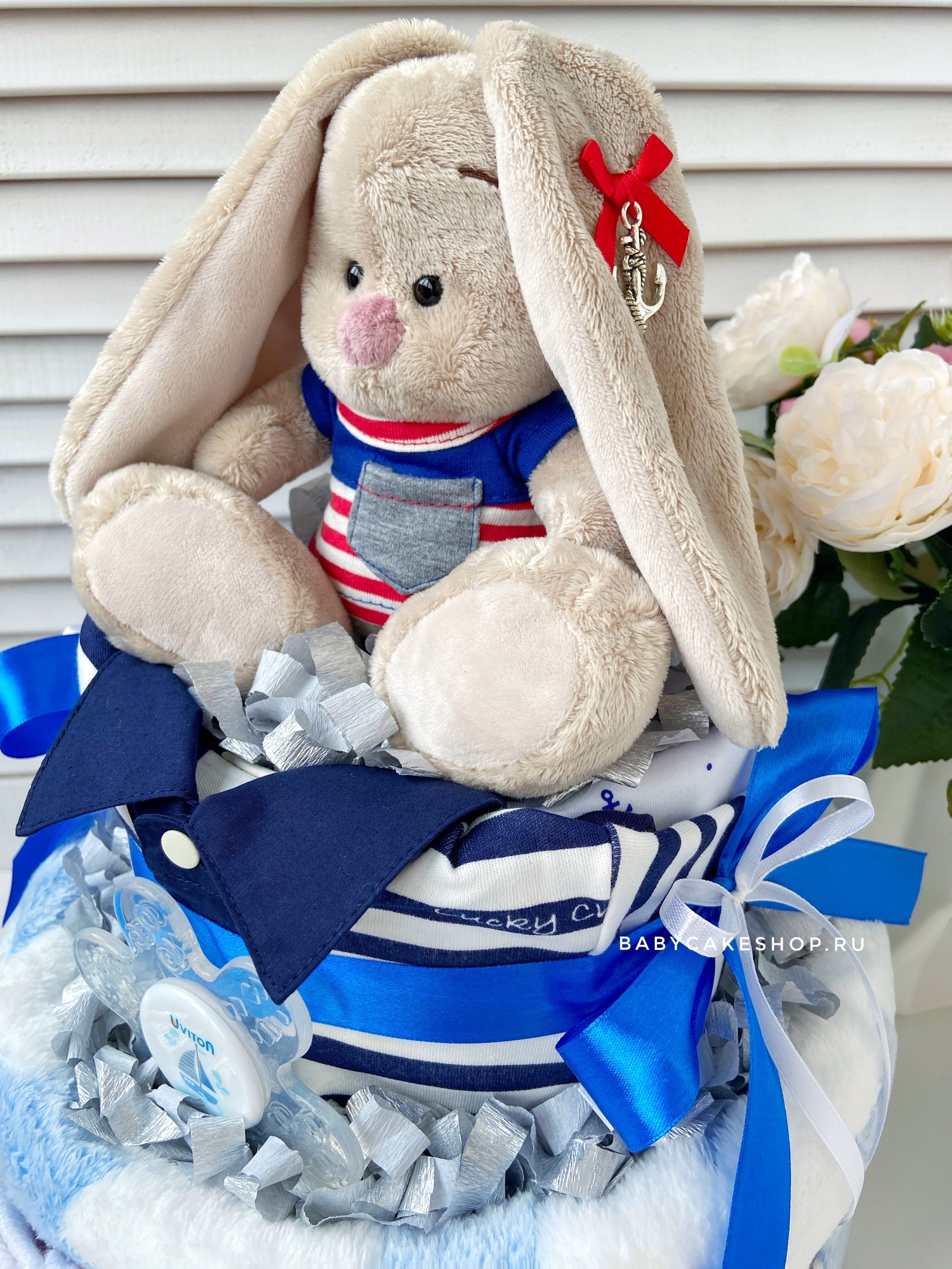 Торт из памперсов подгузников для мальчика «Морячок Зайка Ми»