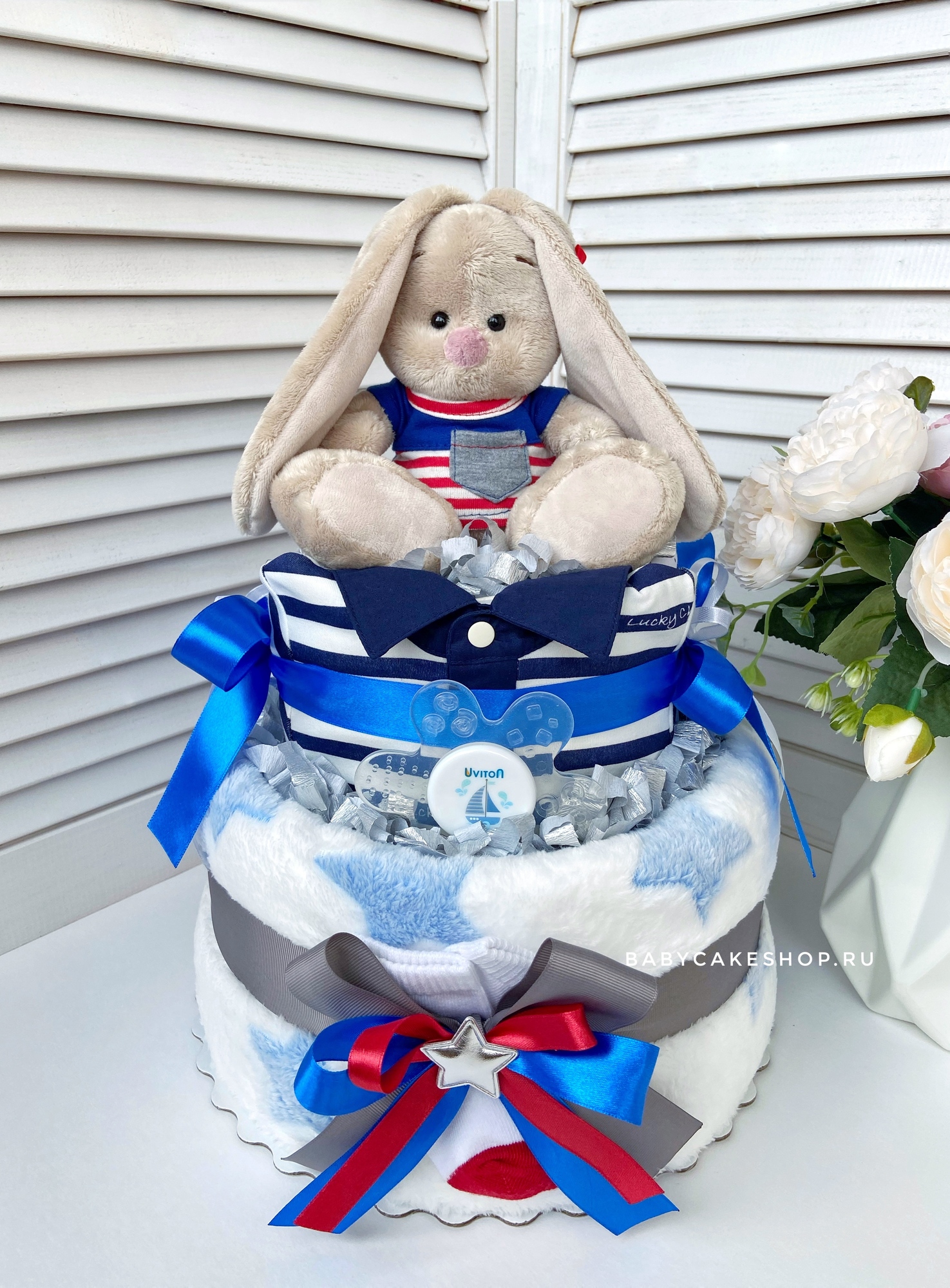 Торт из памперсов подгузников для мальчика «Морячок Зайка Ми»