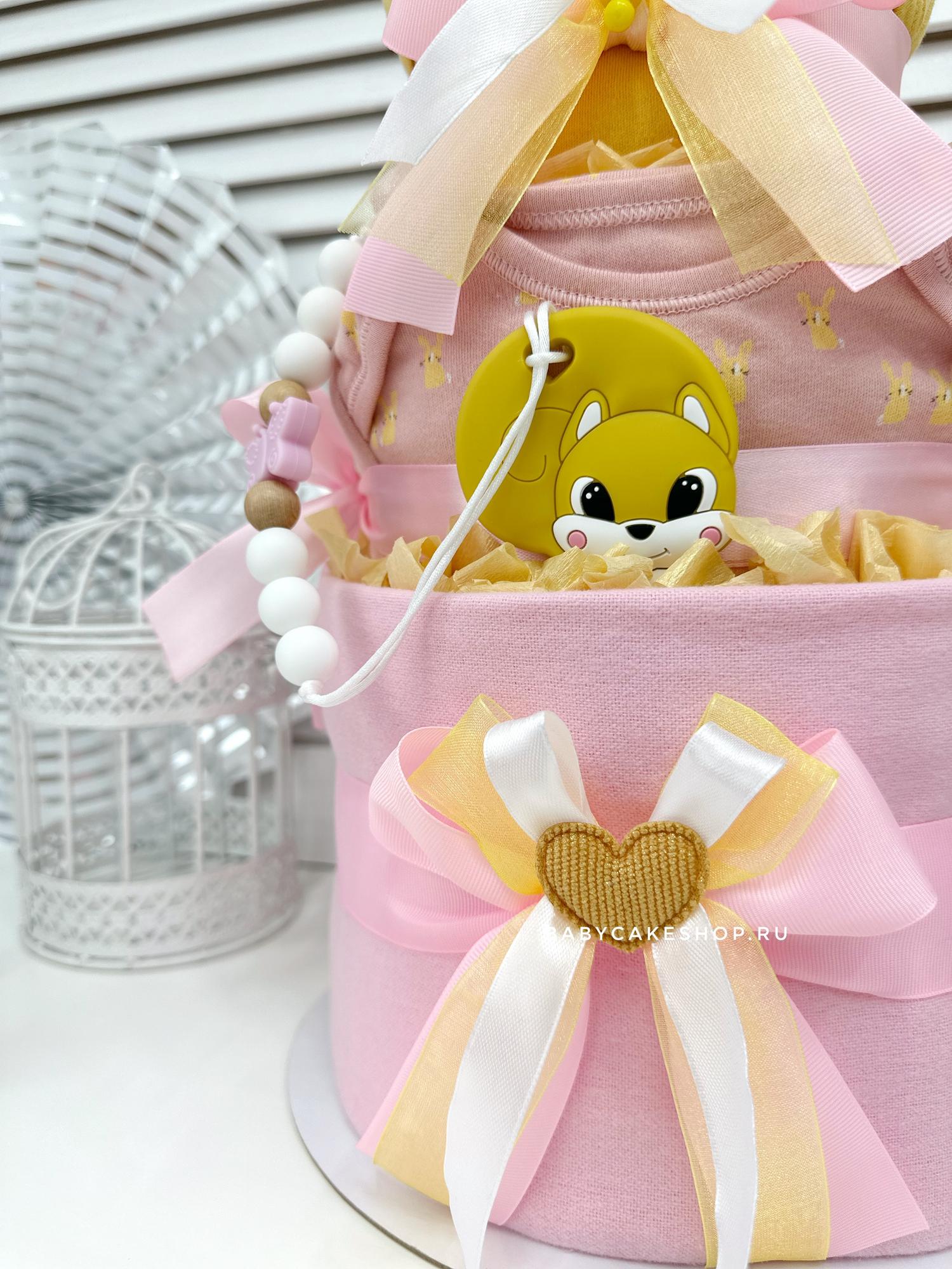 Торт из памперсов подгузников для девочки  «Солнечный»