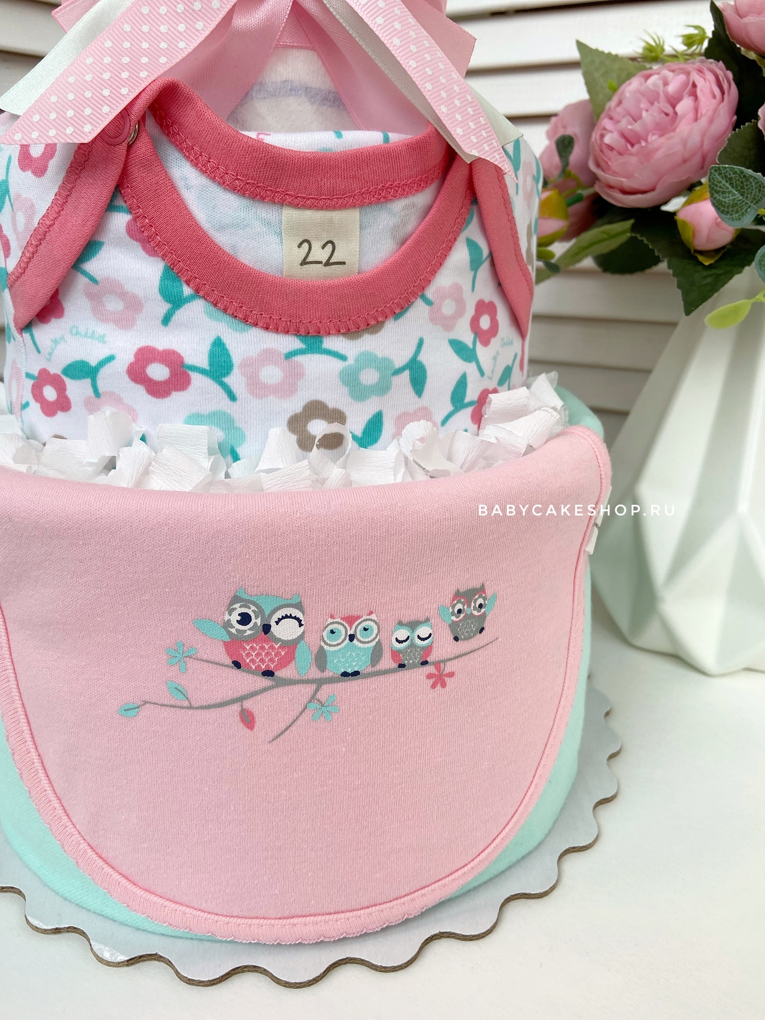 Торт из памперсов подгузников для девочки «Совята»