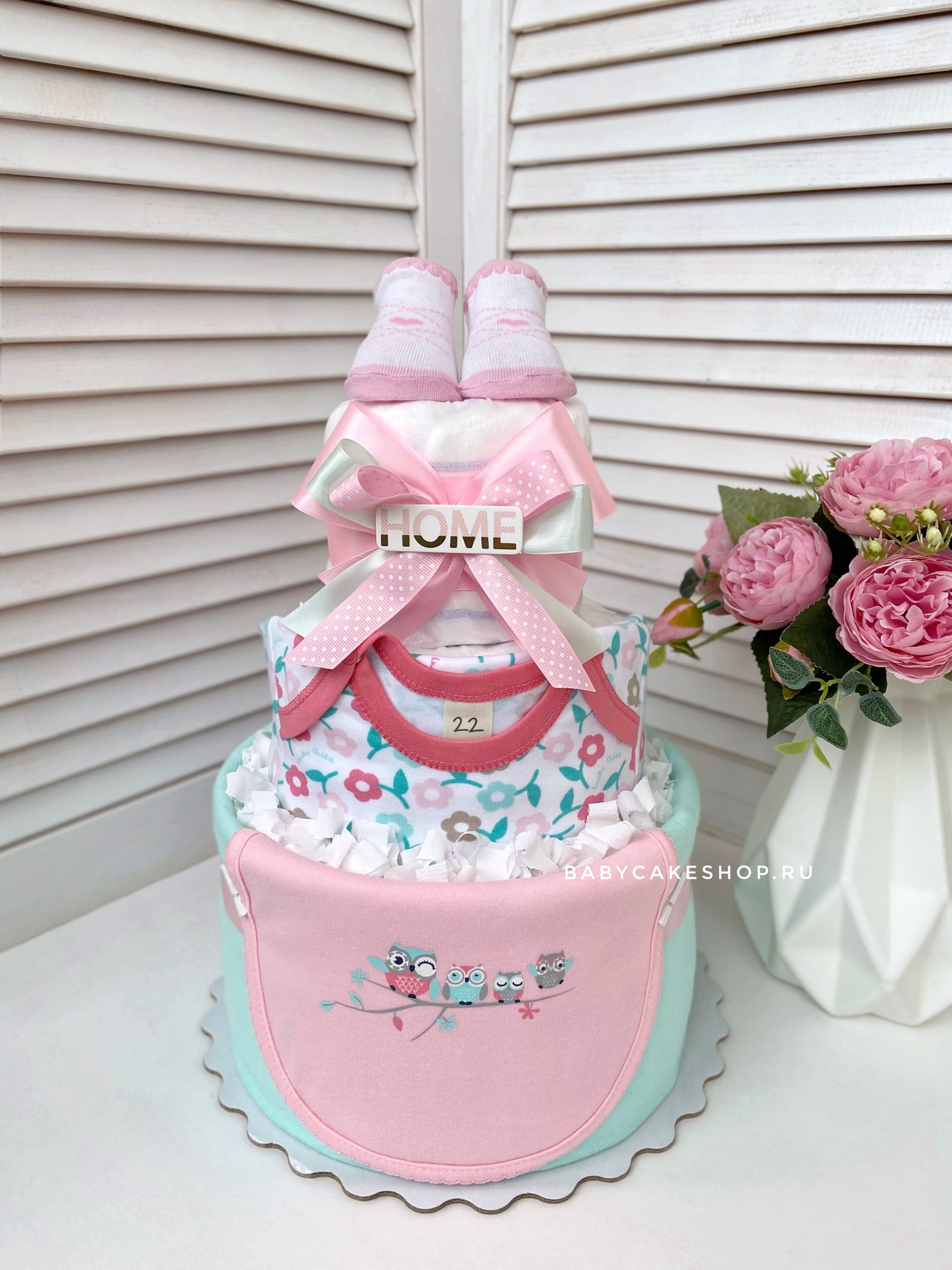 Торт из памперсов подгузников для девочки «Совята»