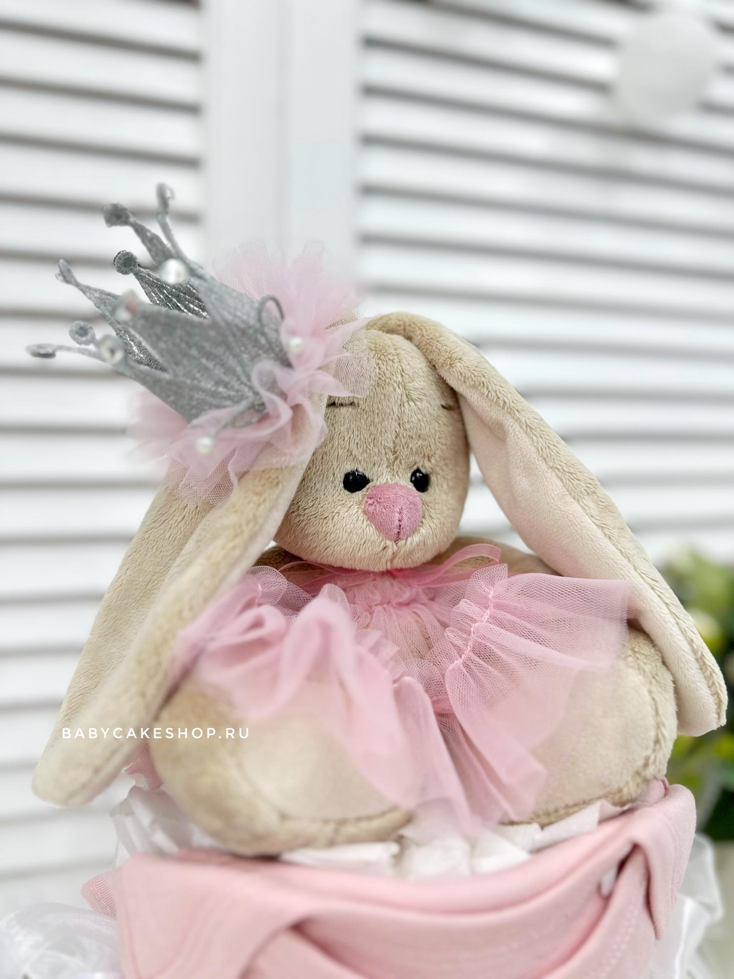 Торт из памперсов подгузников для девочки с пледом «Принцесса»