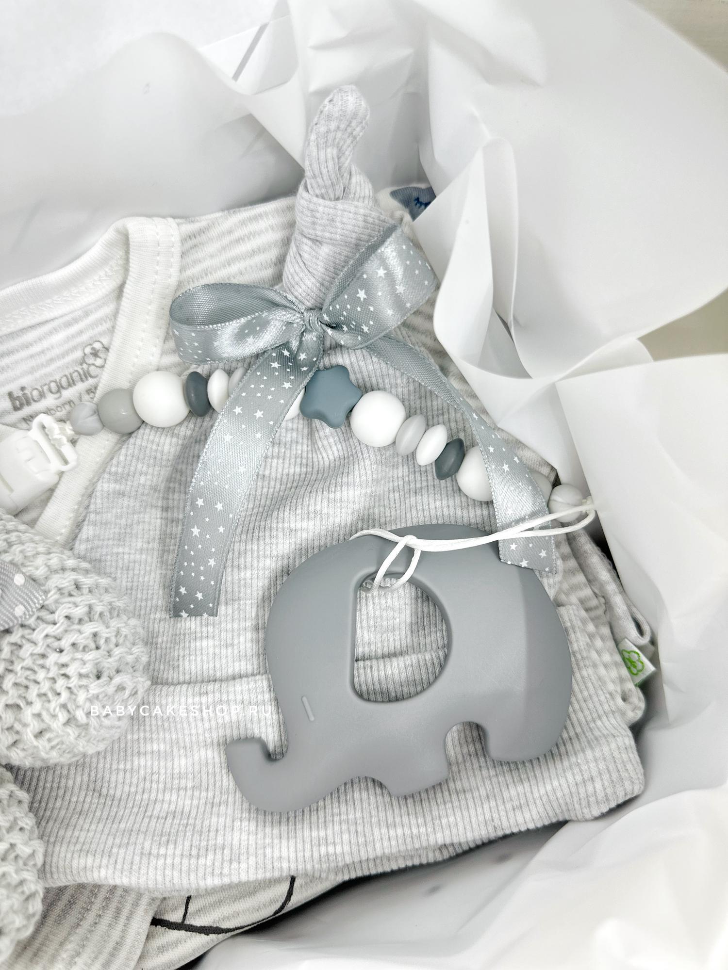 Подарочный набор бэбибокс для новорожденного мальчика «Серебро»