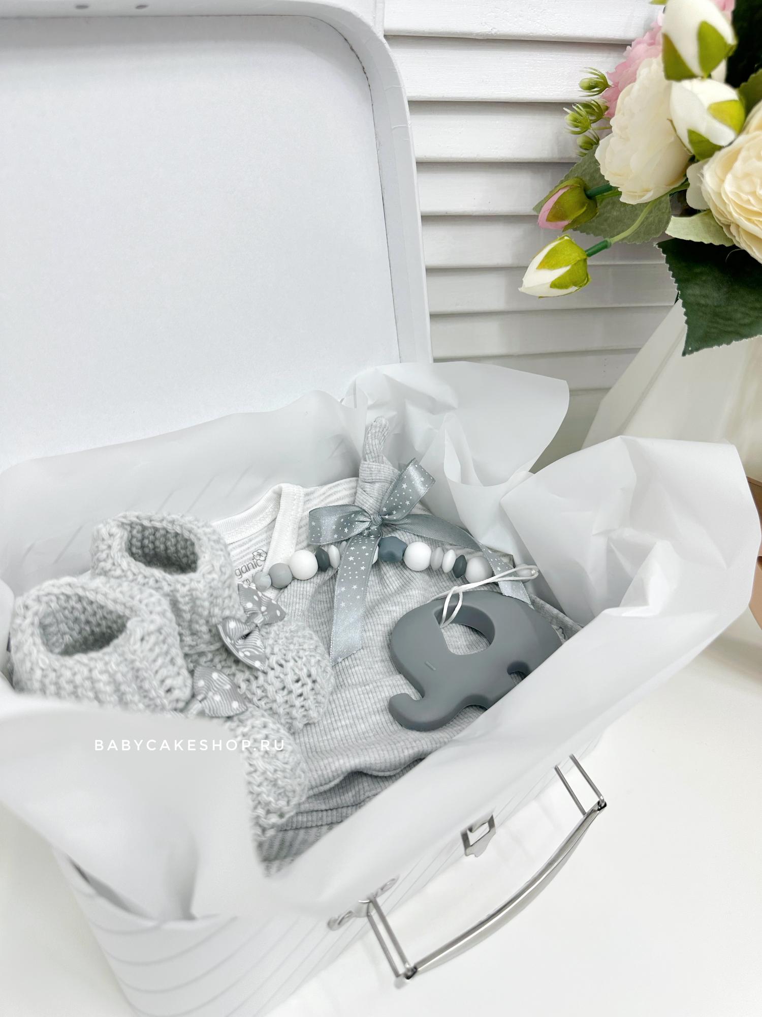 Подарочный набор бэбибокс для новорожденного мальчика «Серебро»