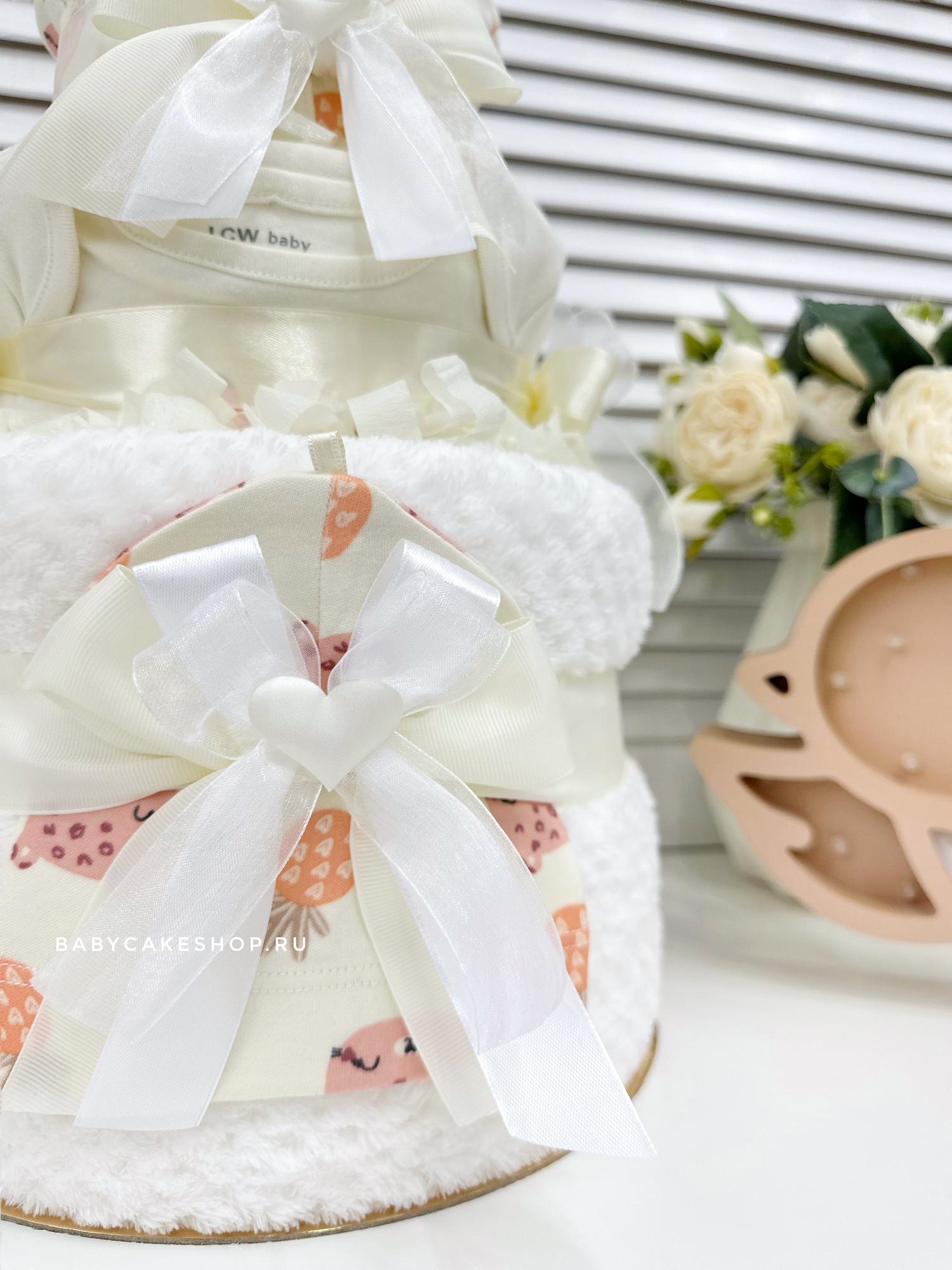 Торт из памперсов подгузников для новорожденного «Кремовый»