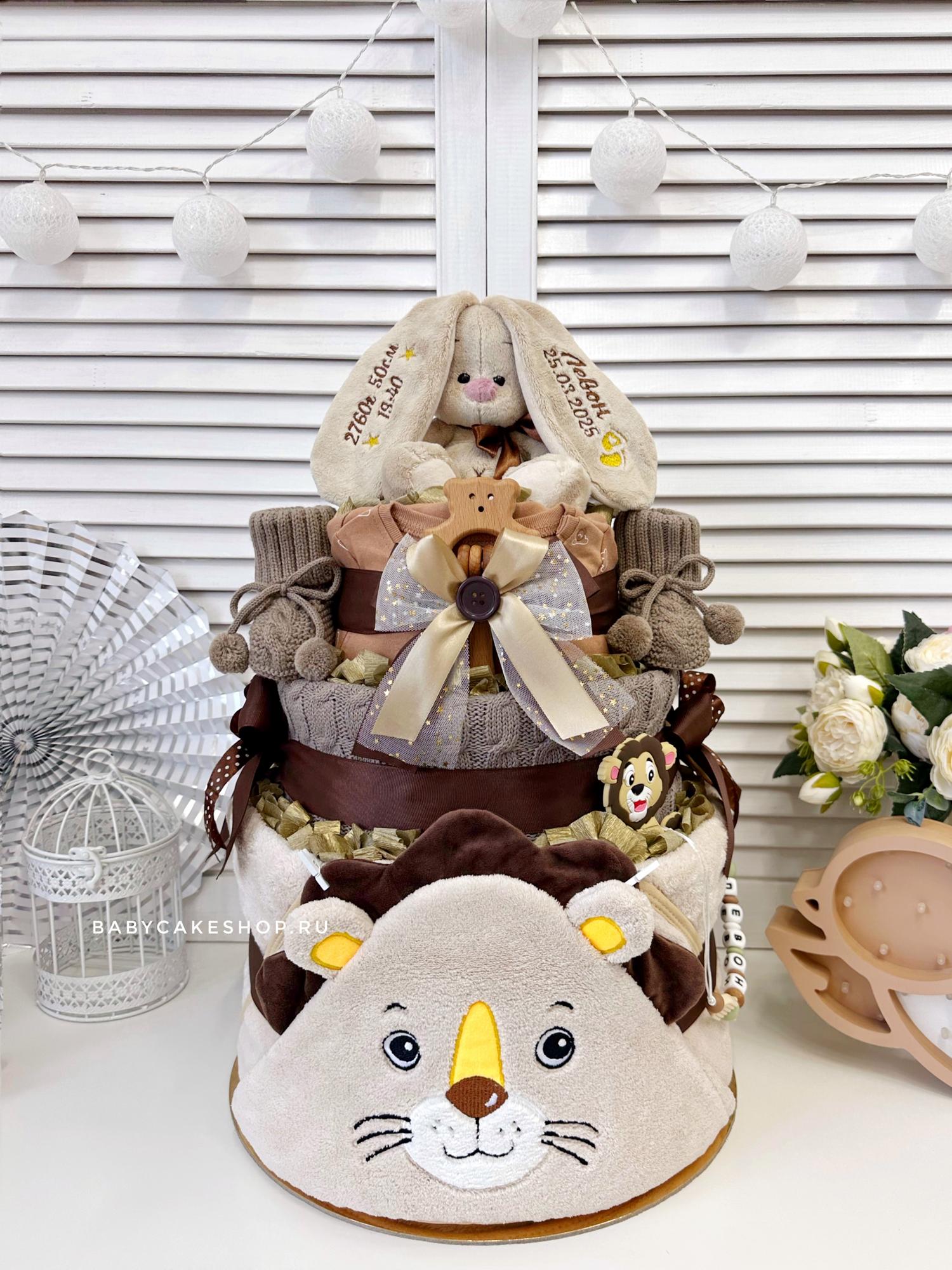 Торт из памперсов подгузников для новорожденного  «Именной»