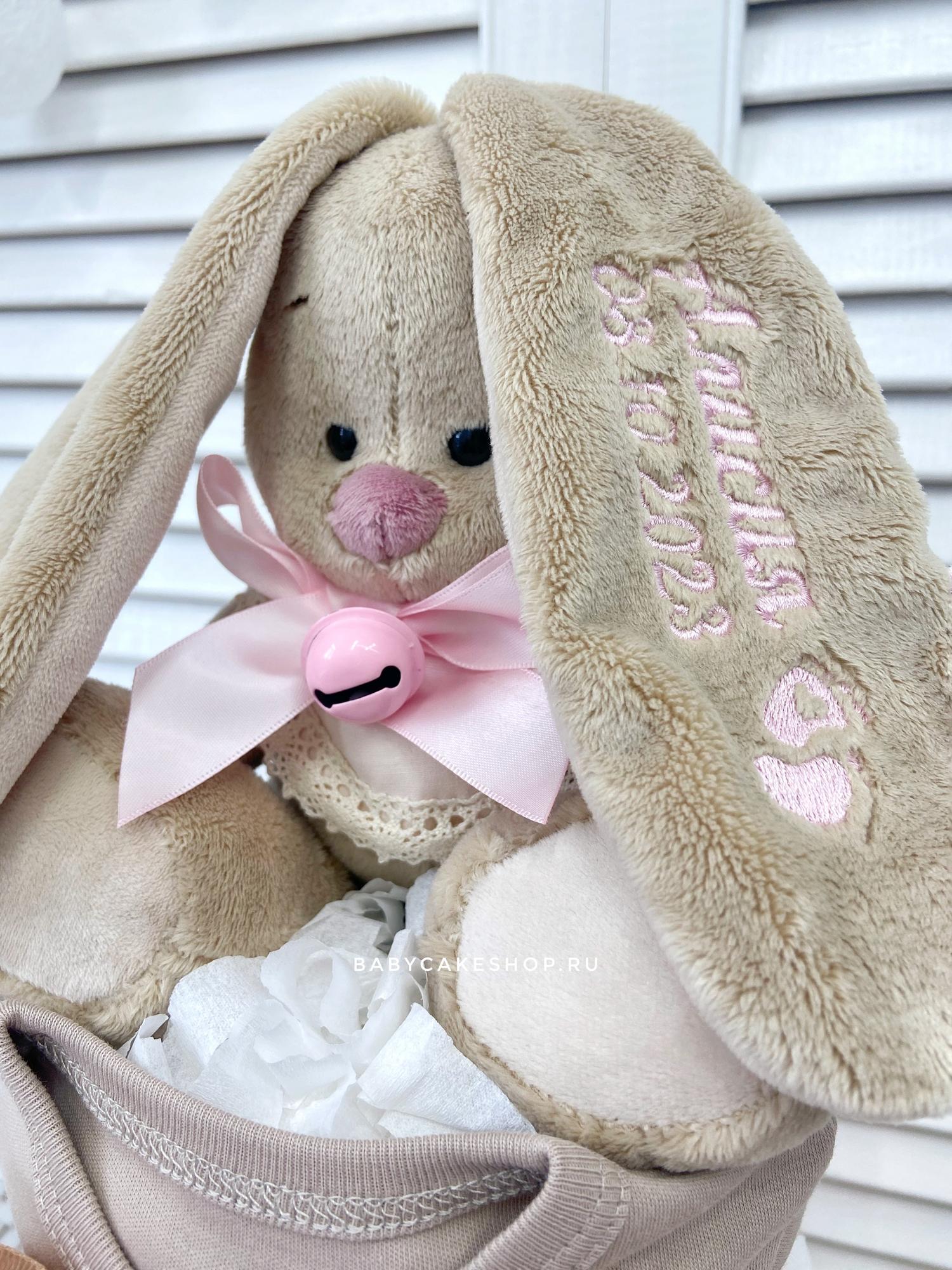 Торт из памперсов с именной зайка ми «Нежность»