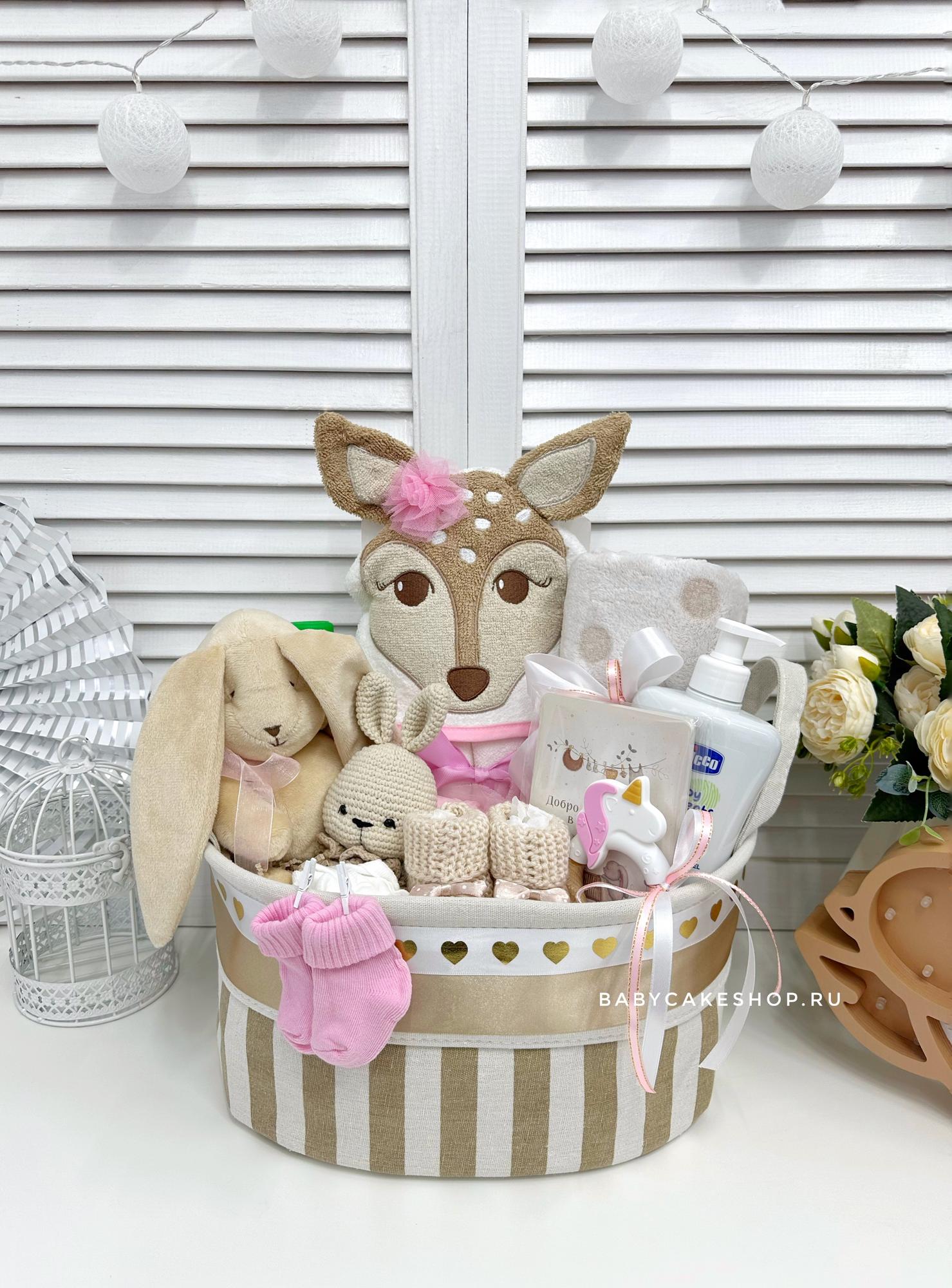 Подарочная корзина по уходу за младенцем для девочки «Бэмби»