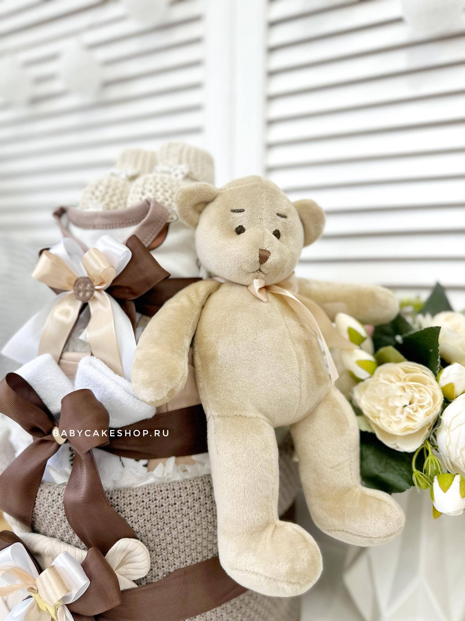 Торт из памперсов подгузников для мальчика «Коричневый»