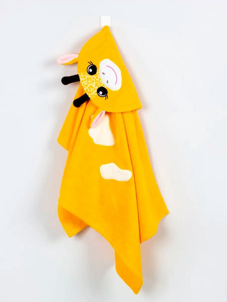 Полотенце детское, полотенце для купания с капюшоном и вышивкой «Жираф»