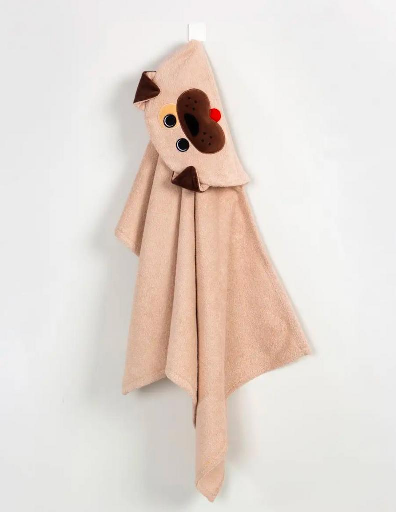 Полотенце детское, полотенце для купания с капюшоном и вышивкой «Собачка»