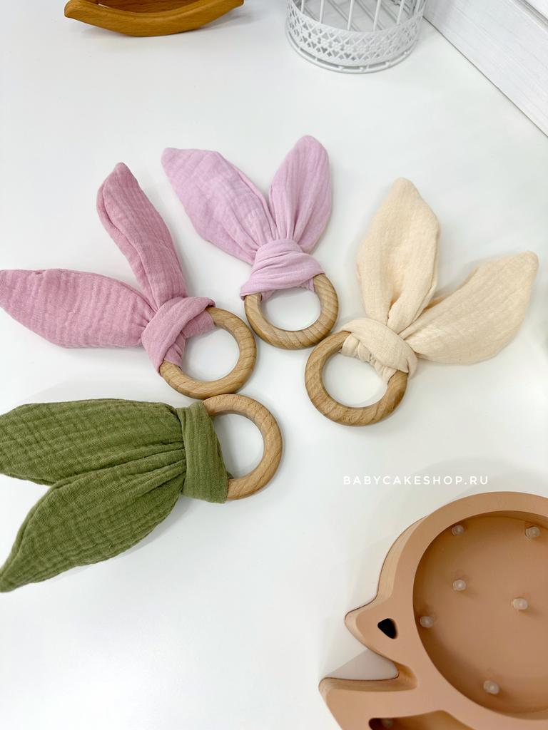 Детский грызунок для новорожденного ребенка "Шуршащие ушки для девочки"