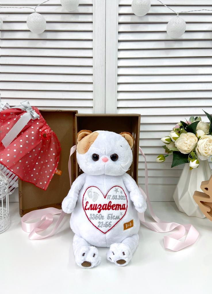 Именная мягкая игрушка кошечка «Малышка Ли-Ли 30см»