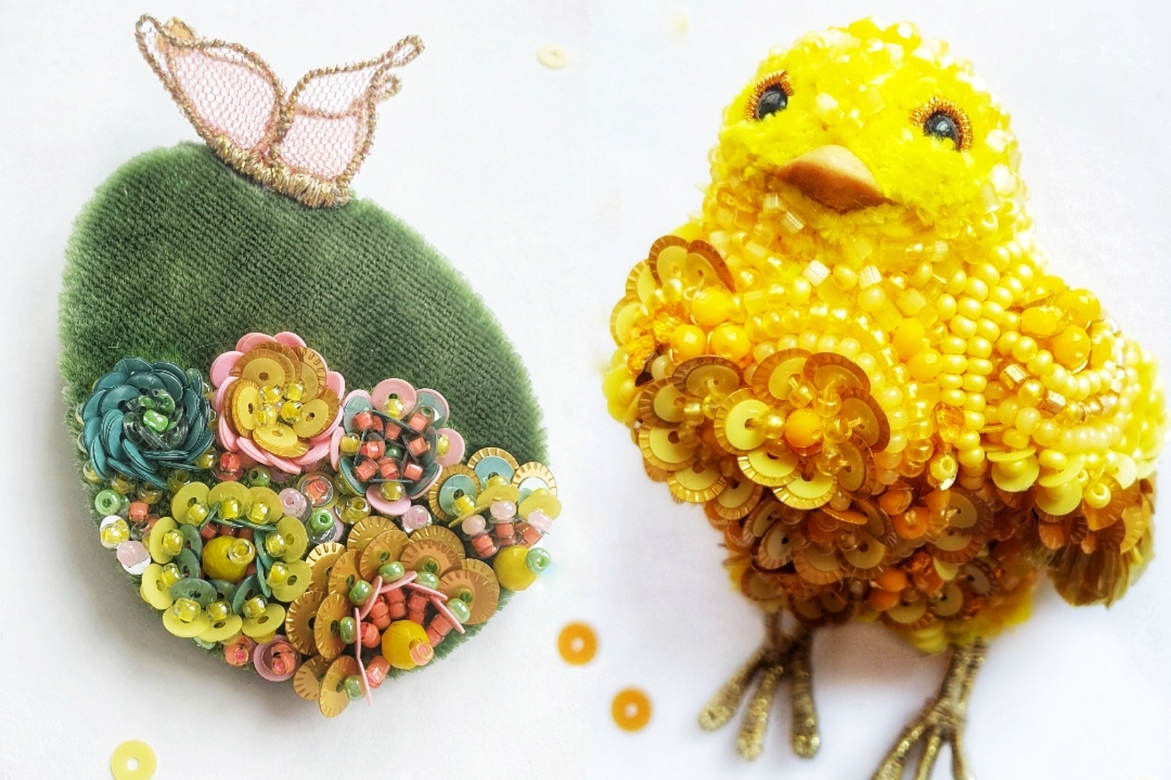Набор для создания брошей ПАСХАЛЬНЫЙ ЦЫПЛЕНОК И ЯИЧКО (nab021)
