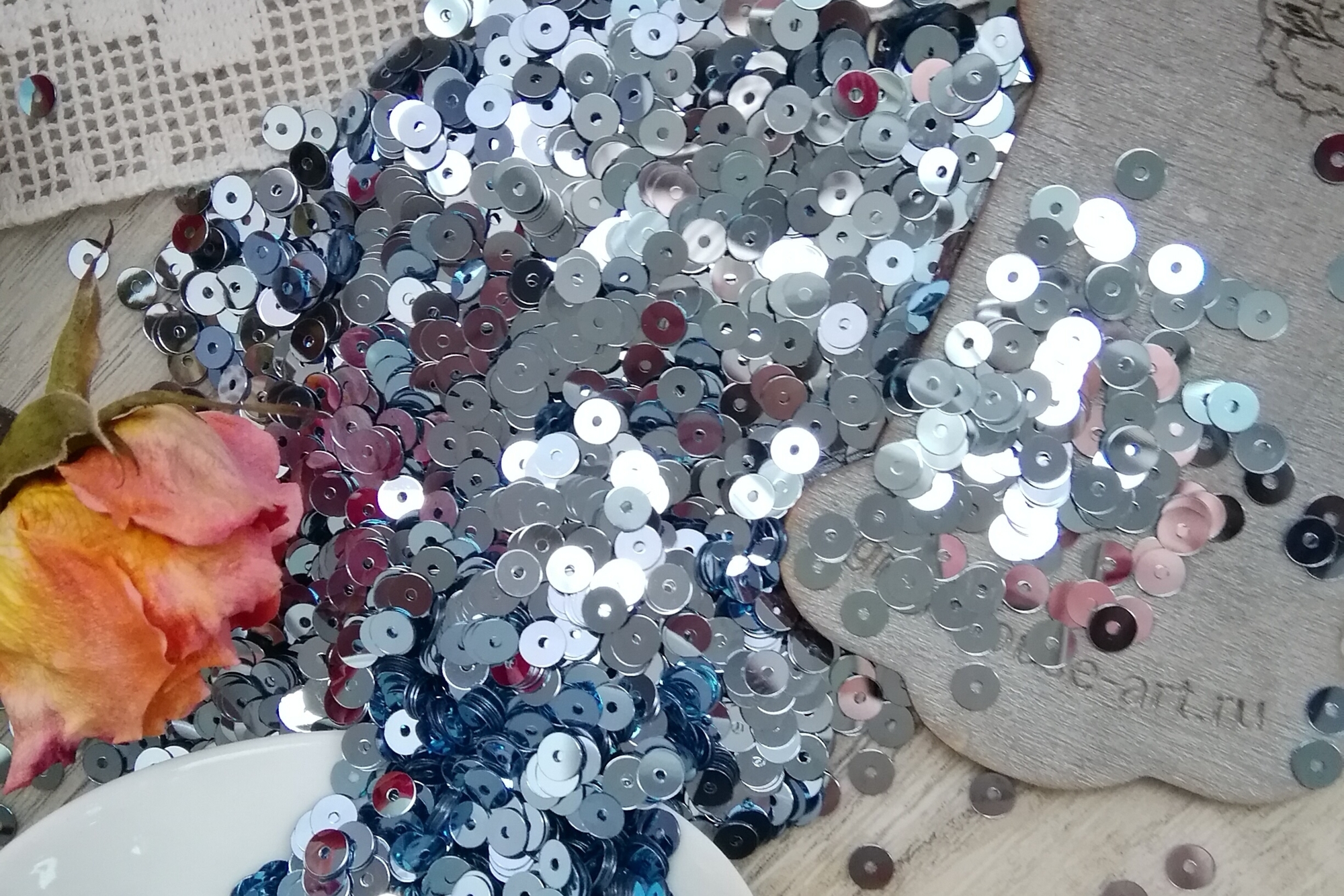 пайетки итальянские голубое серебро 4мм