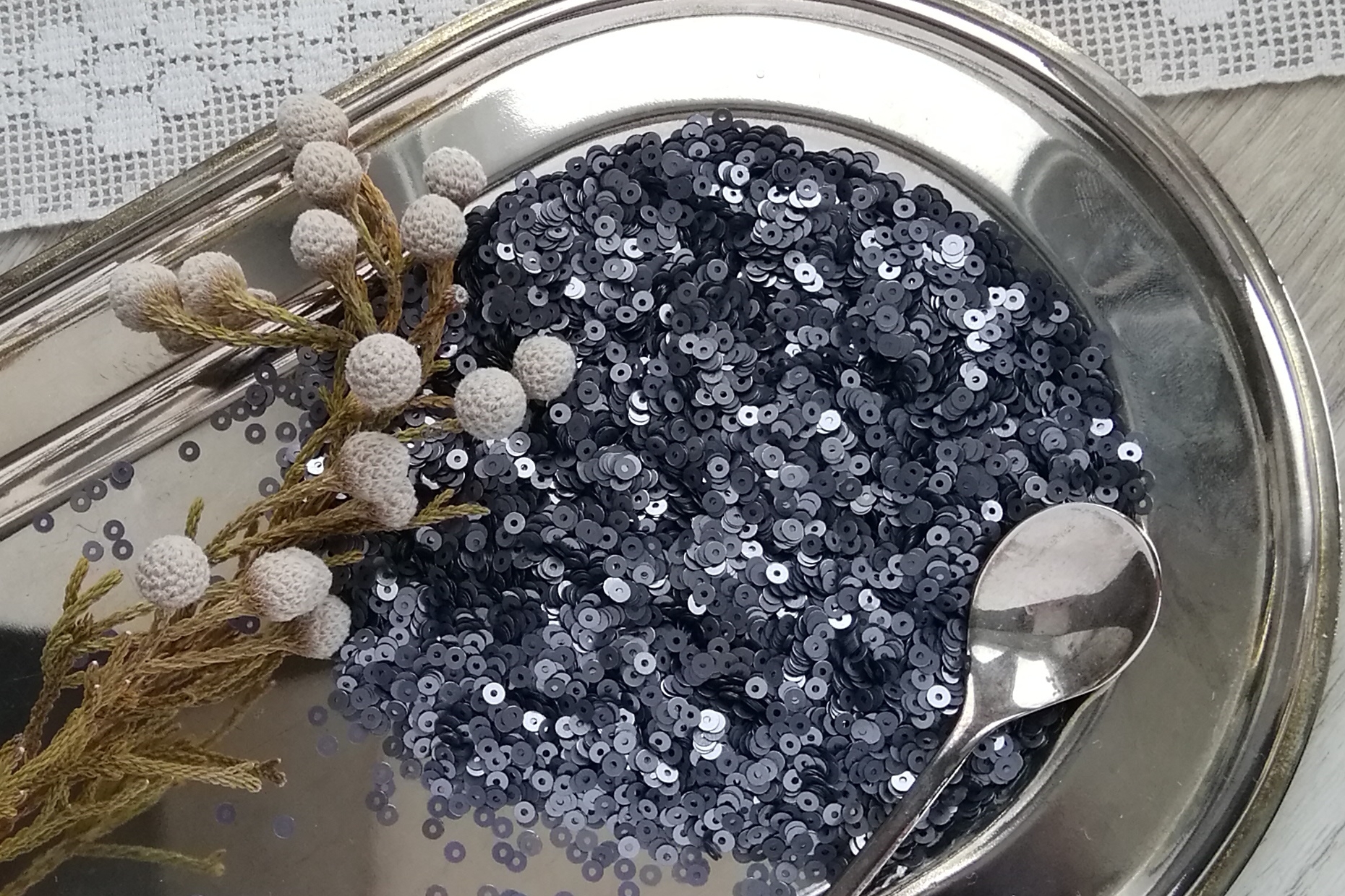 пайетки итальянские пайетки серые 3мм