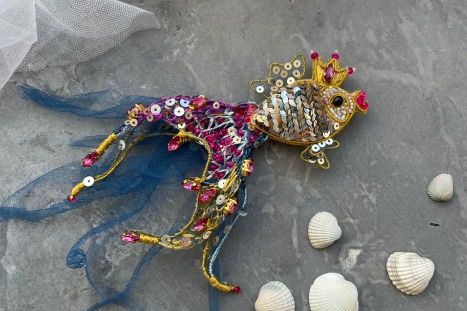 набор материалов для броши Золотая Рыбка