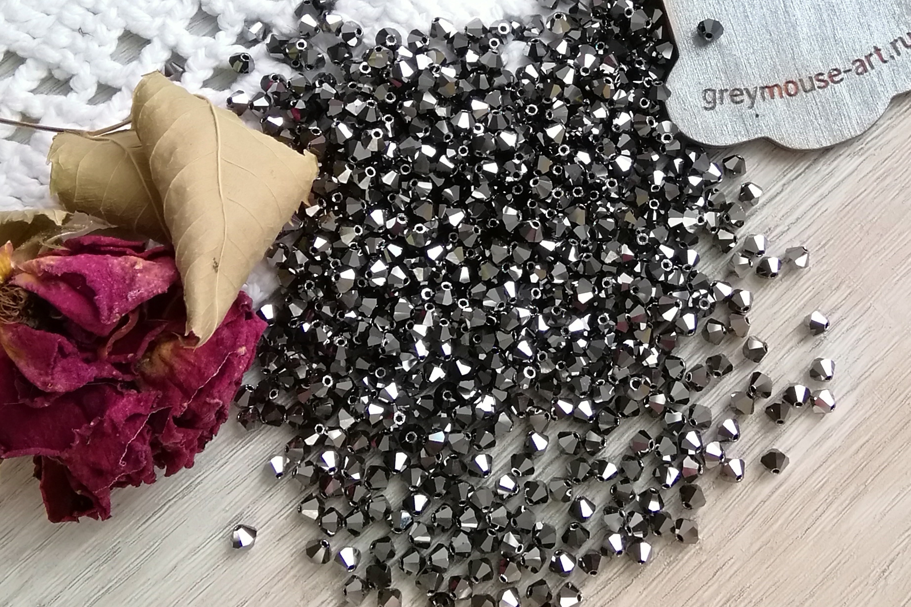 биконусы Jet Hematite full 4 мм чешские прециоза Preciosa