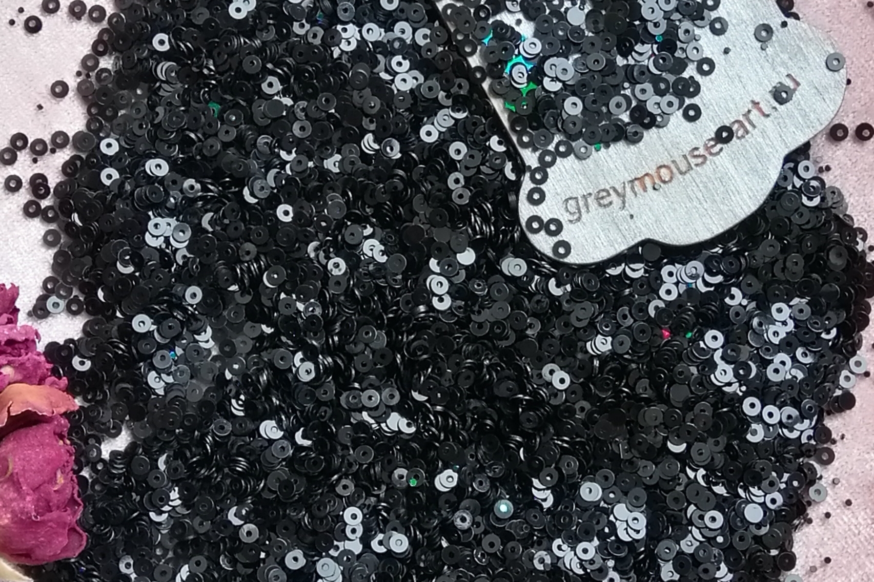 Пайетки круглые черные плоские маленькие 2мм