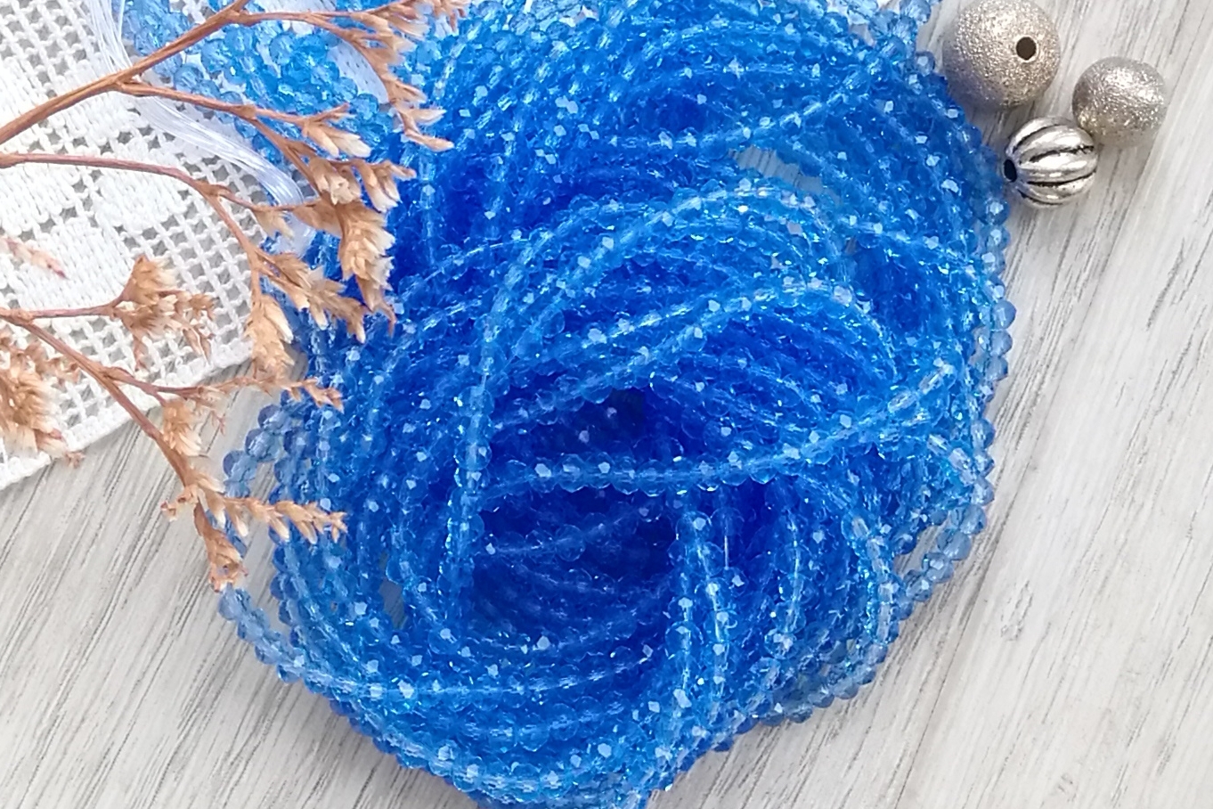 рондели голубые прозрачные