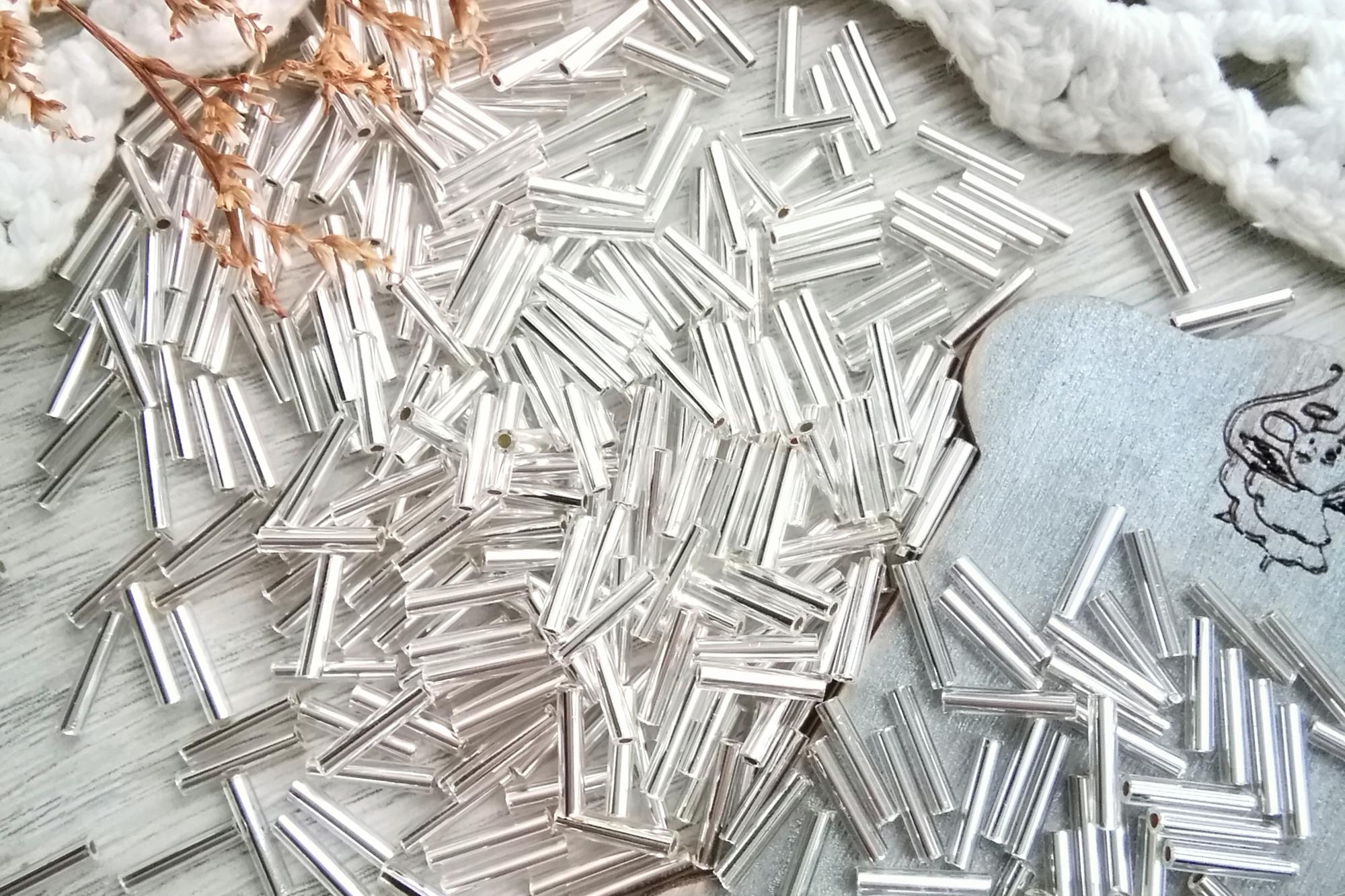 бисер японский тохо стеклярус 9 мм серебристый  21