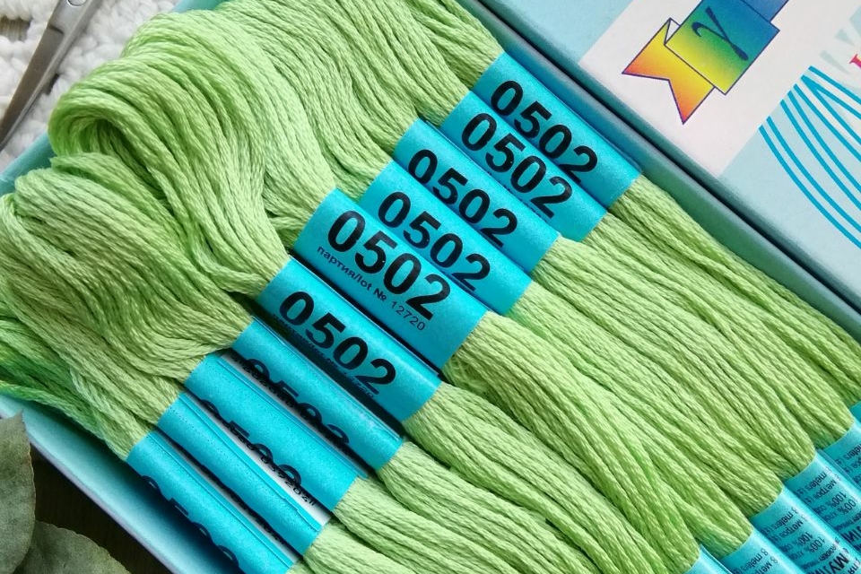 мулине Гамма хлопок 0502 салатовый, светло-зеленый