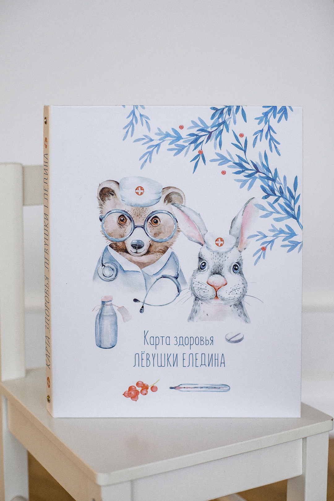 Папка на кольцах карта здоровья "Медведь и зайка"