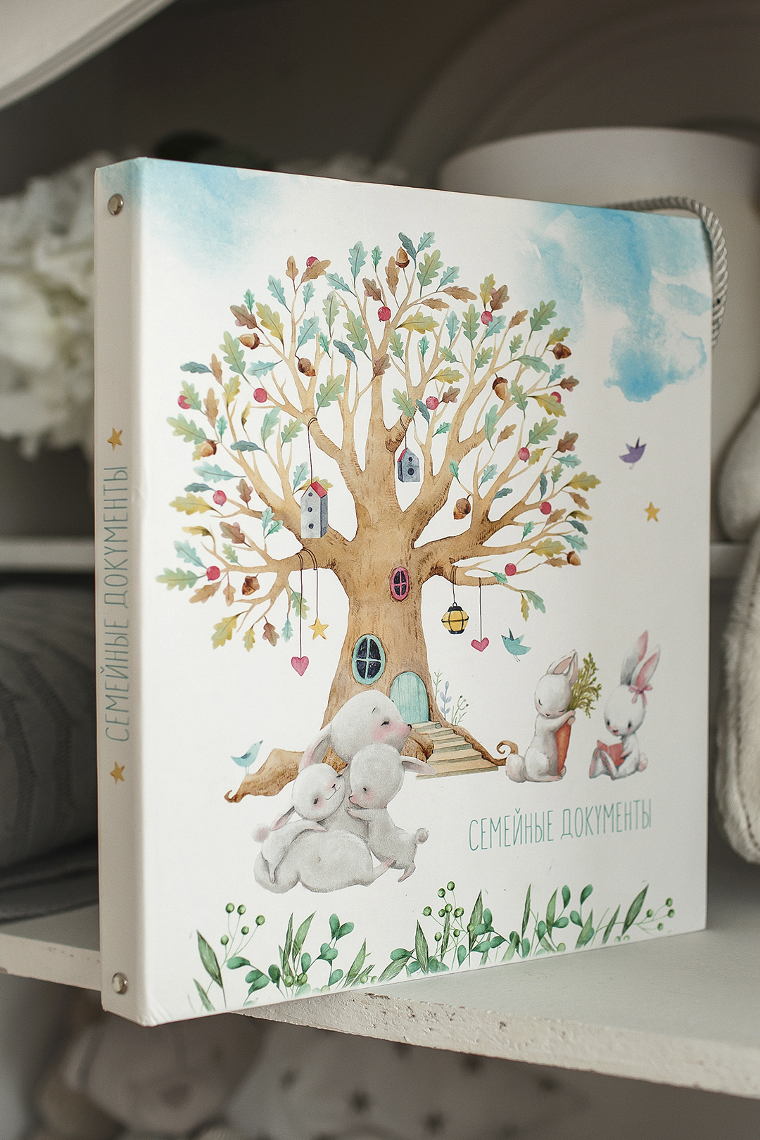 Папка на кольцах семейные документы "Зайки"
