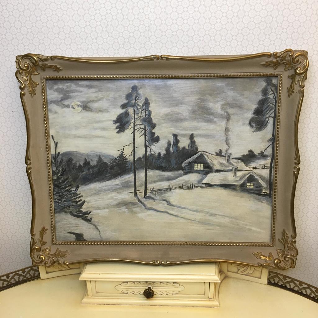 Картина пастелью в деревянной раме «Зима» Арт 658