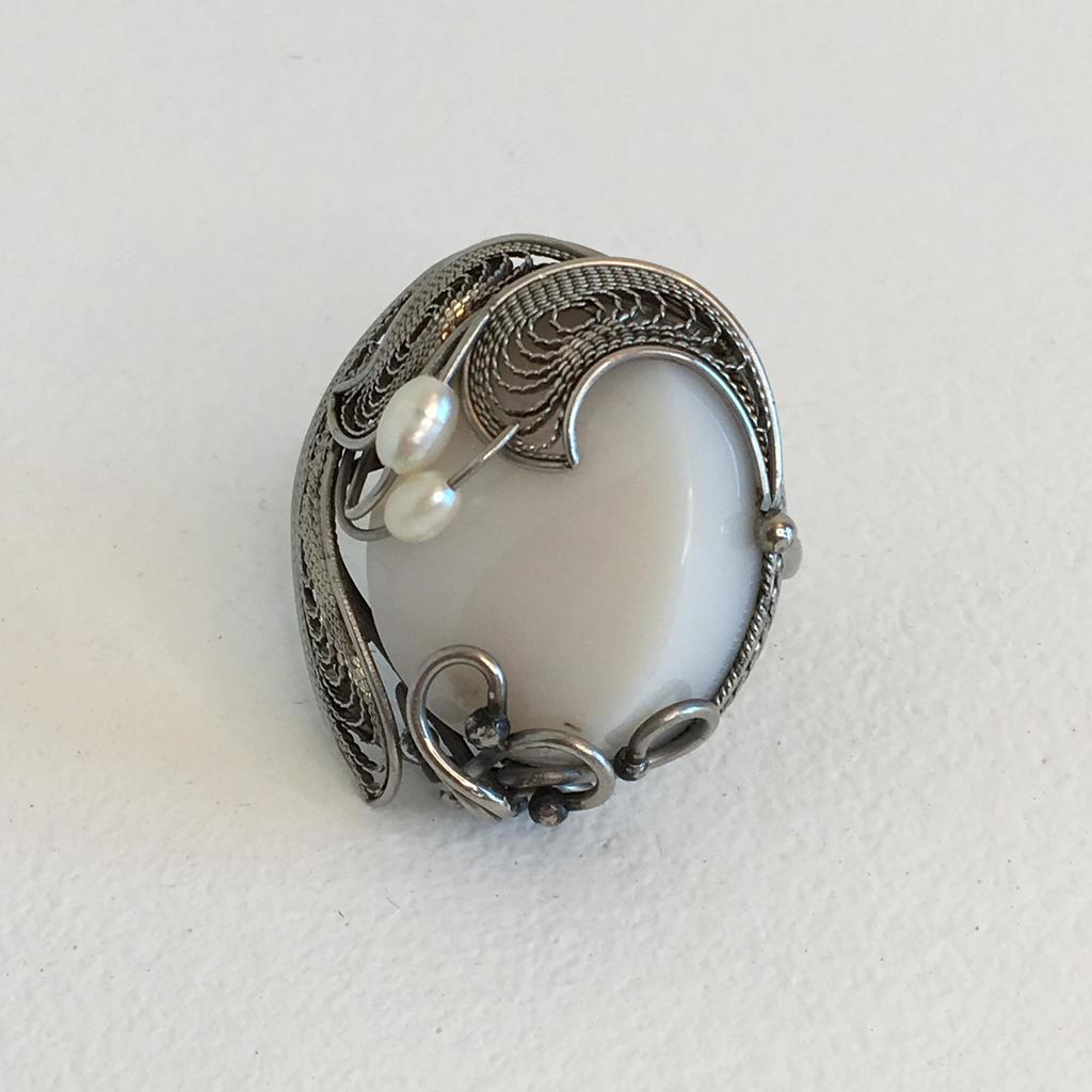 Винтажное кольцо с белым камнем Арт 1813