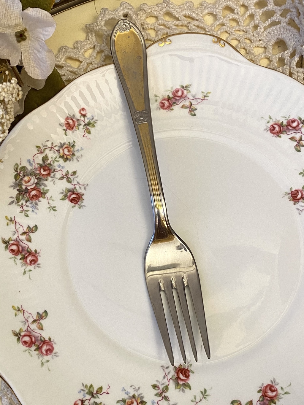 ✨Винтажная Вилка  Германия «Ромашка» нерж   20 см Арт 520